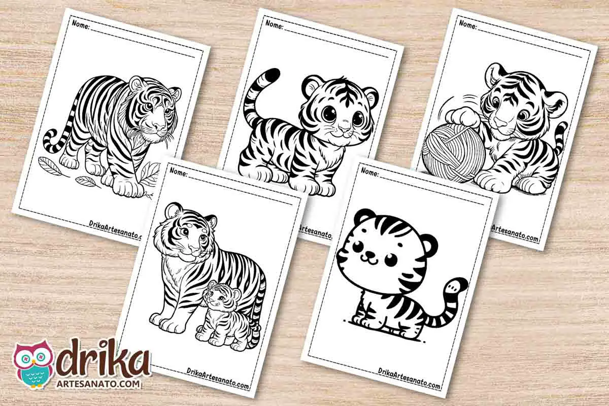 50 Desenhos de Tigre para Colorir Grátis em PDF