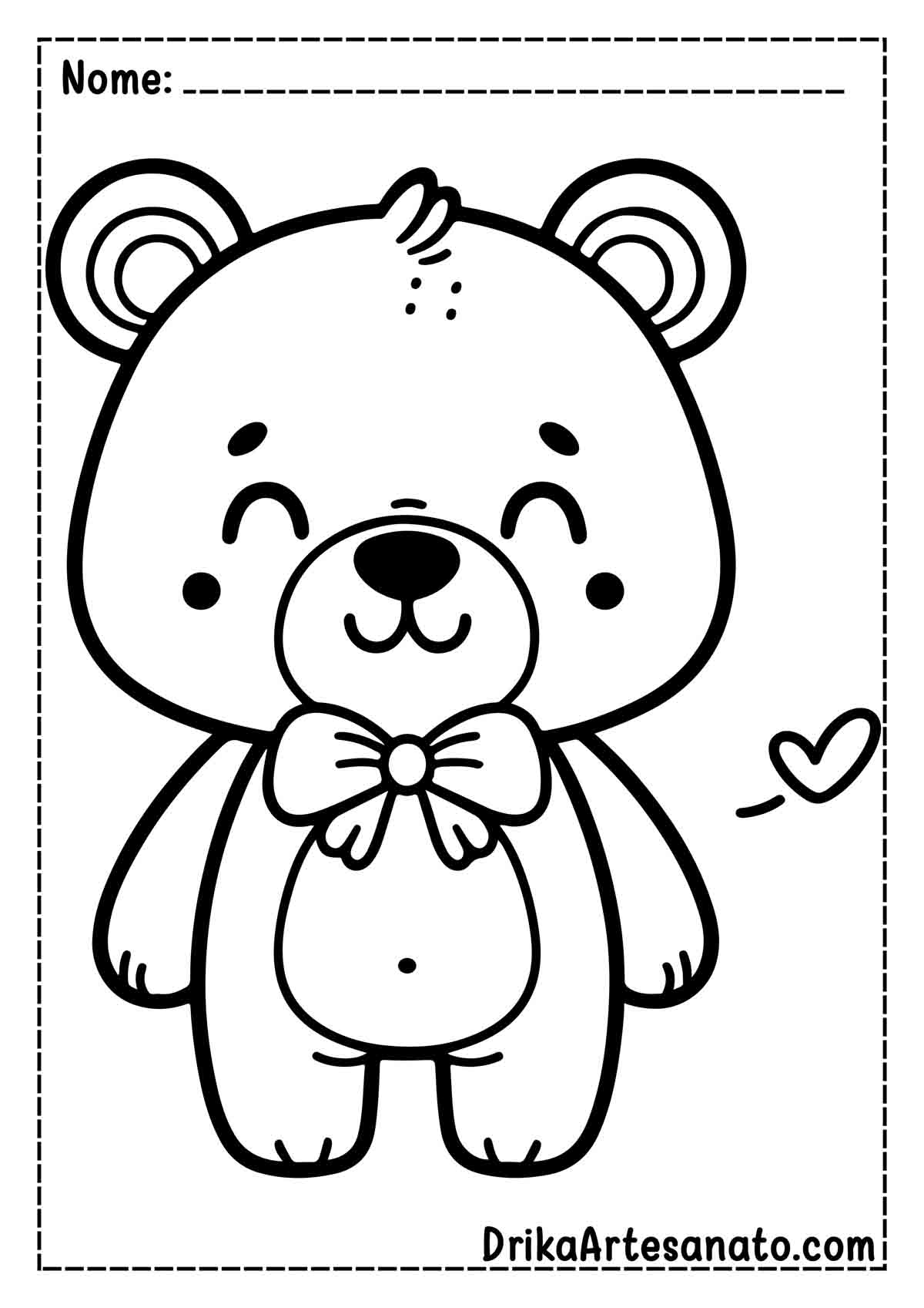 Desenho de Urso Fofo para Pintar