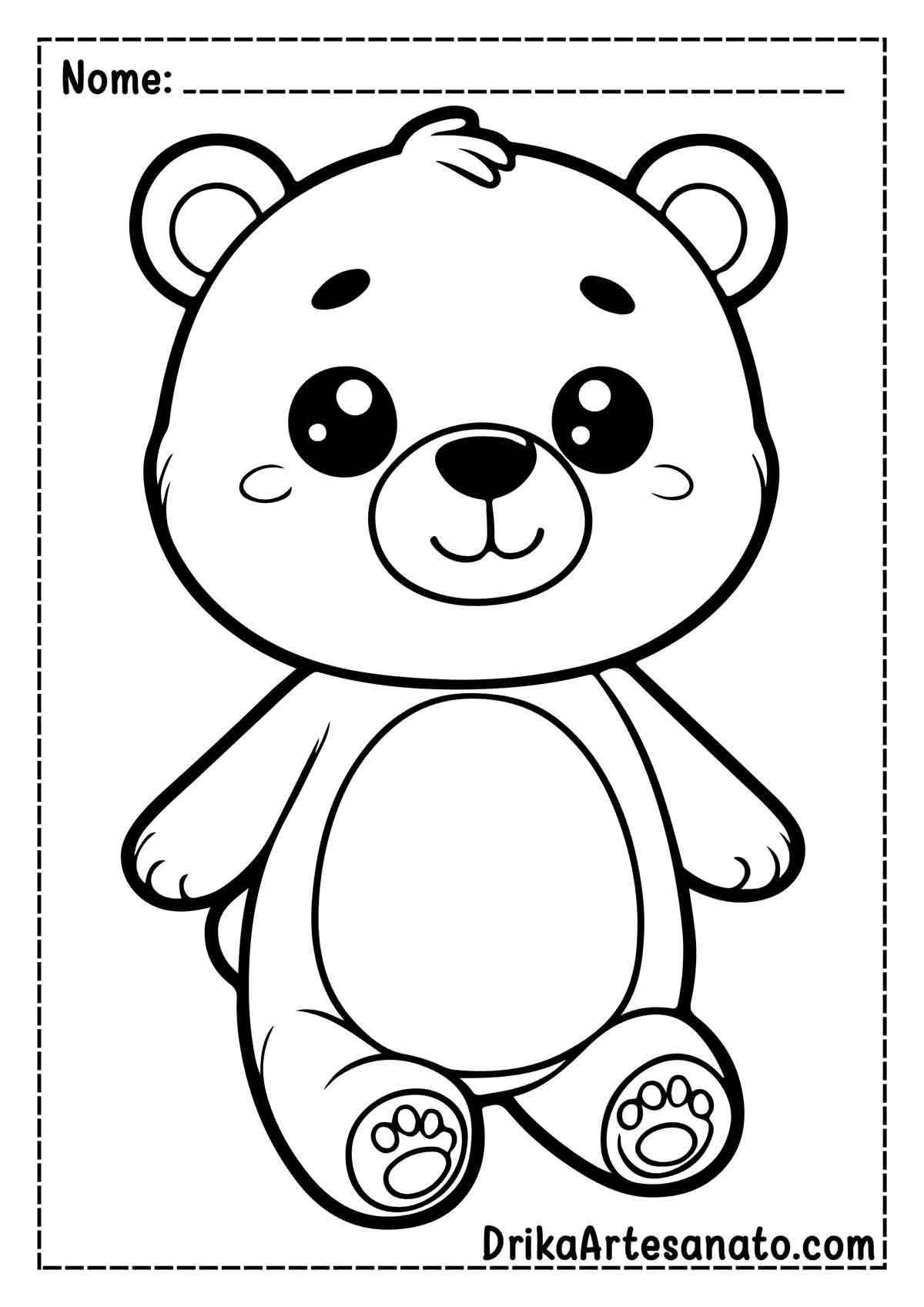 Desenho de Urso Fofo para Imprimir