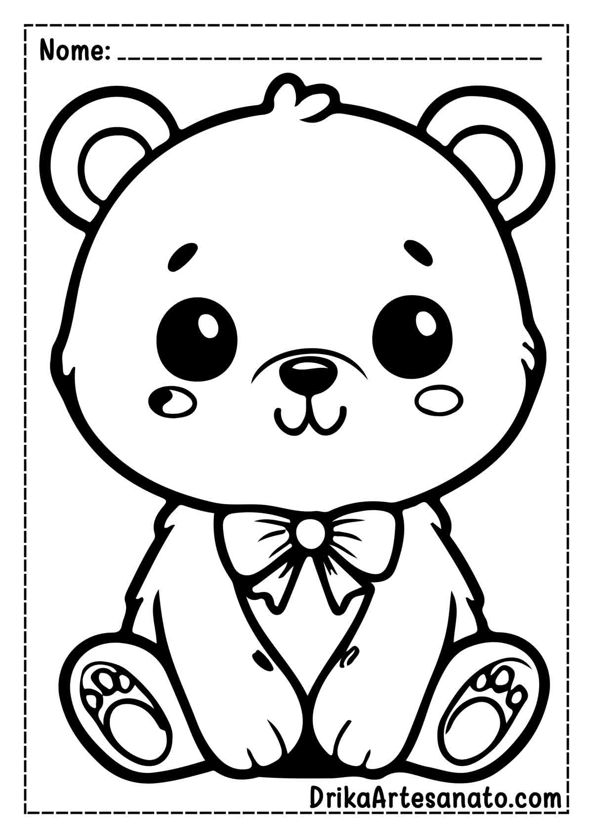 Desenho de Urso Fofo para Colorir e Imprimir