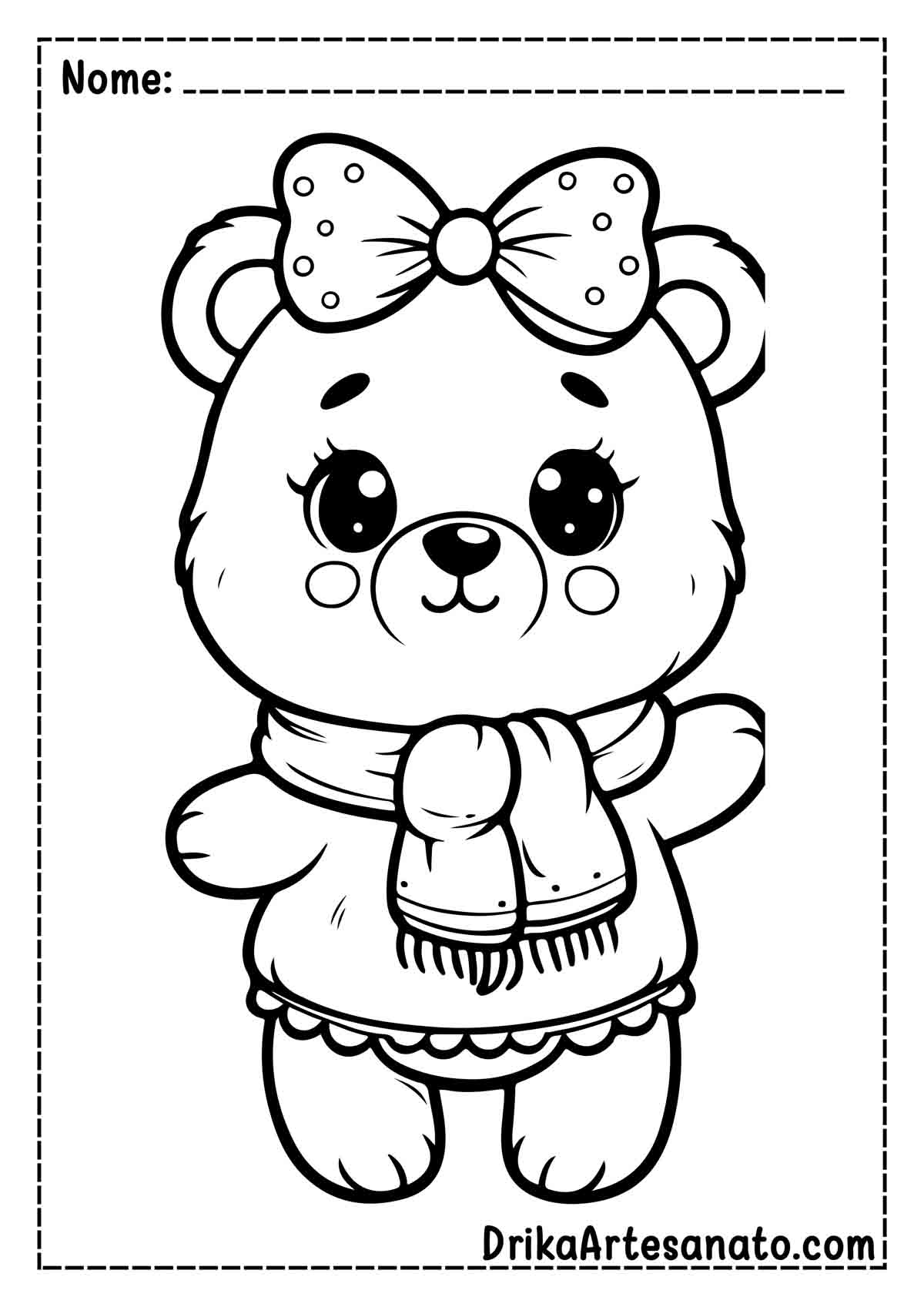 Desenho de Urso Fofo para Pintar