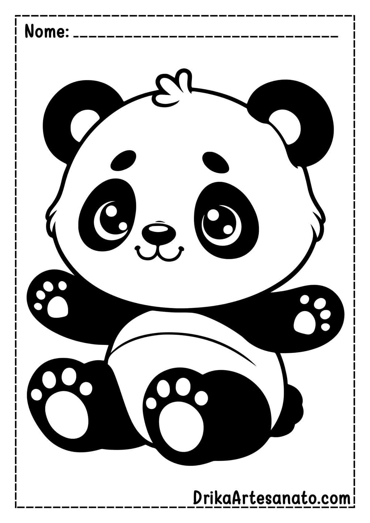 Desenho de Urso Panda para Imprimir e Colorir