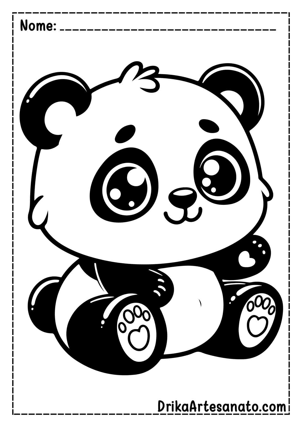 Desenho de Urso Panda para Imprimir e Pintar