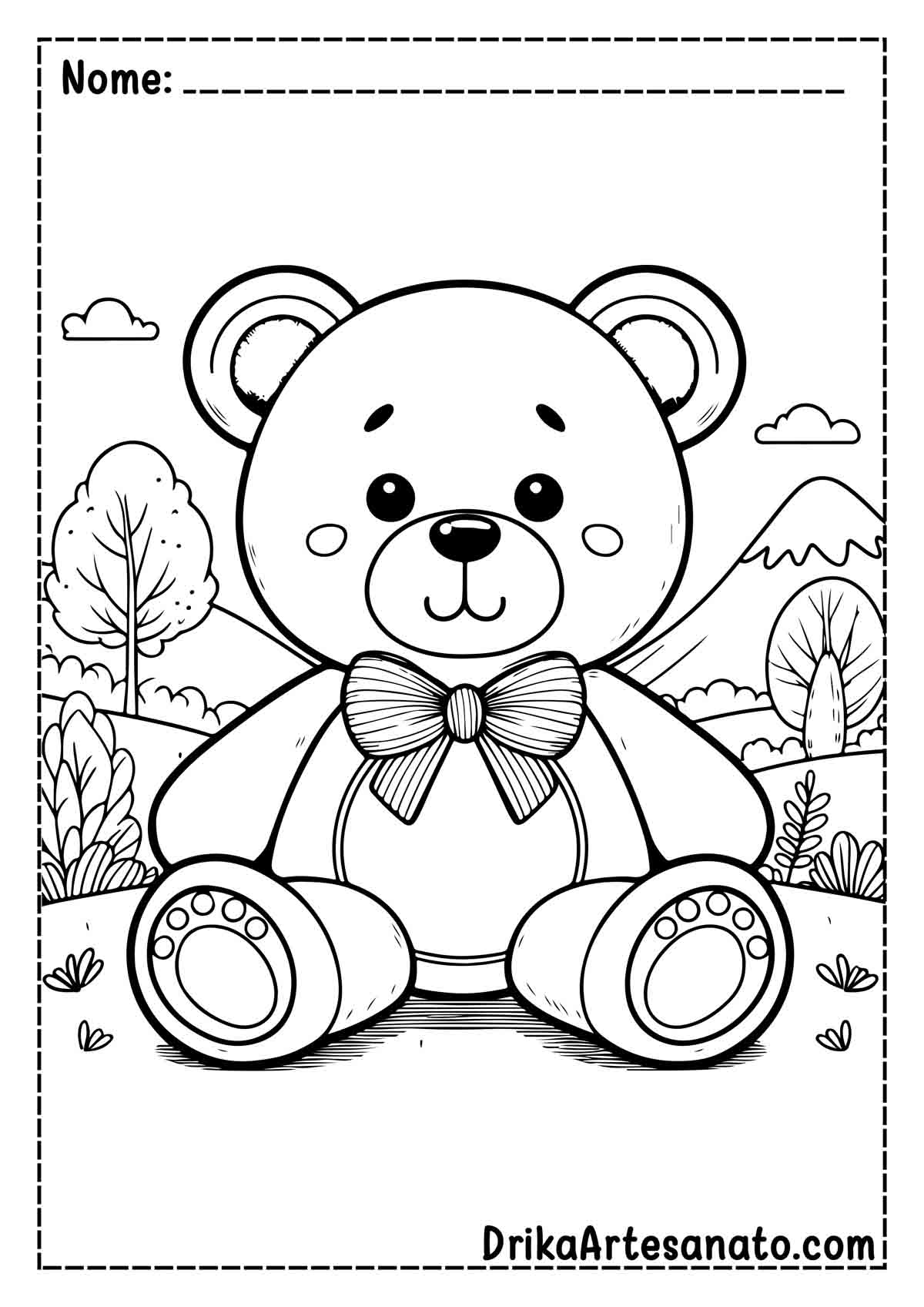 Desenho de Urso de Pelúcia para Colorir