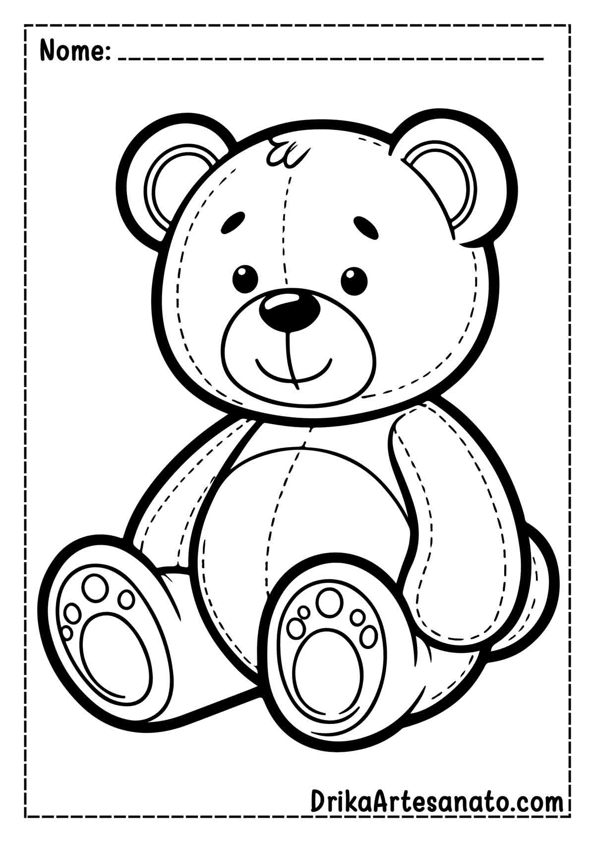 Desenho de Urso de Pelúcia para Pintar