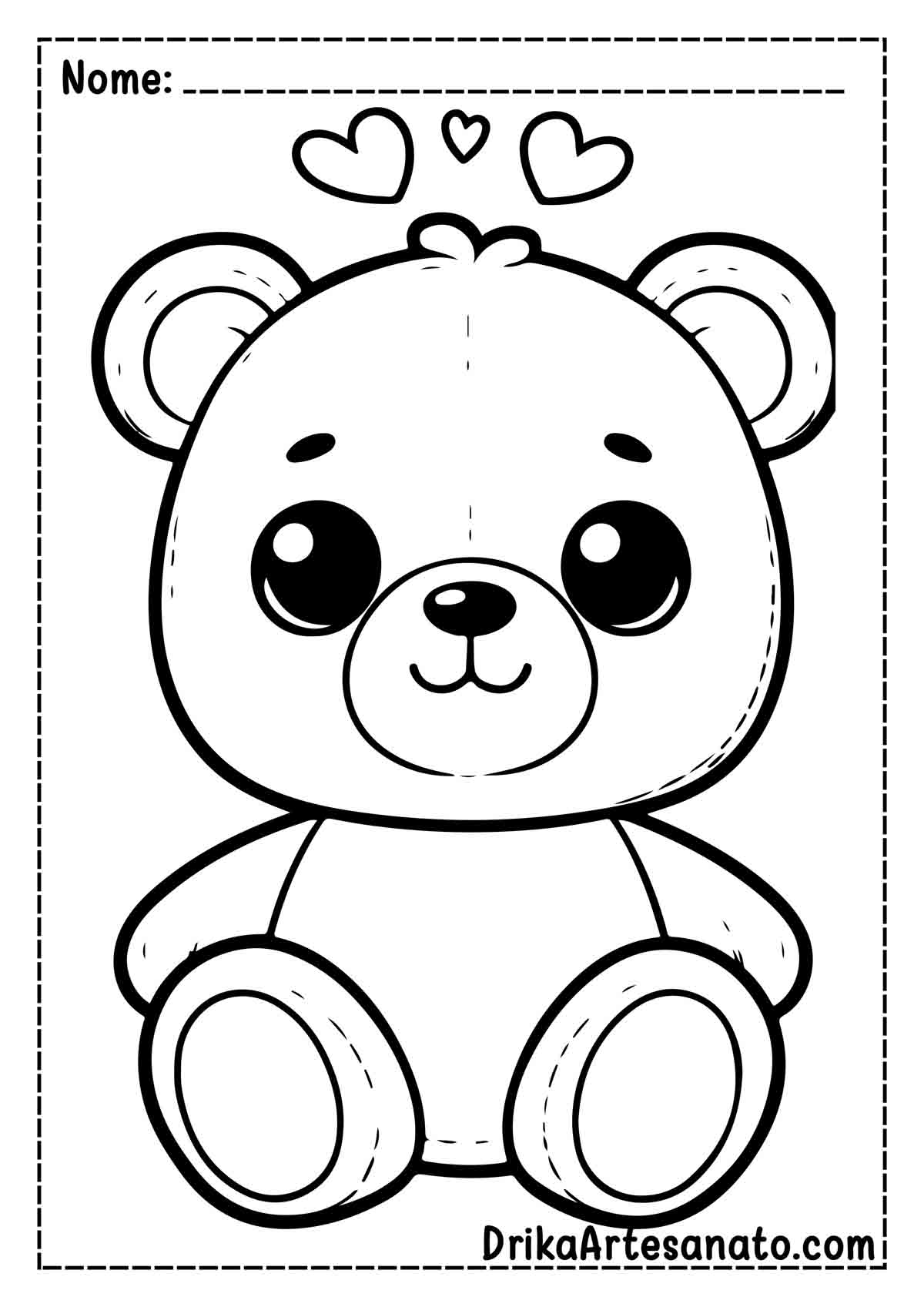 Desenho de Urso Fofo para Pintar