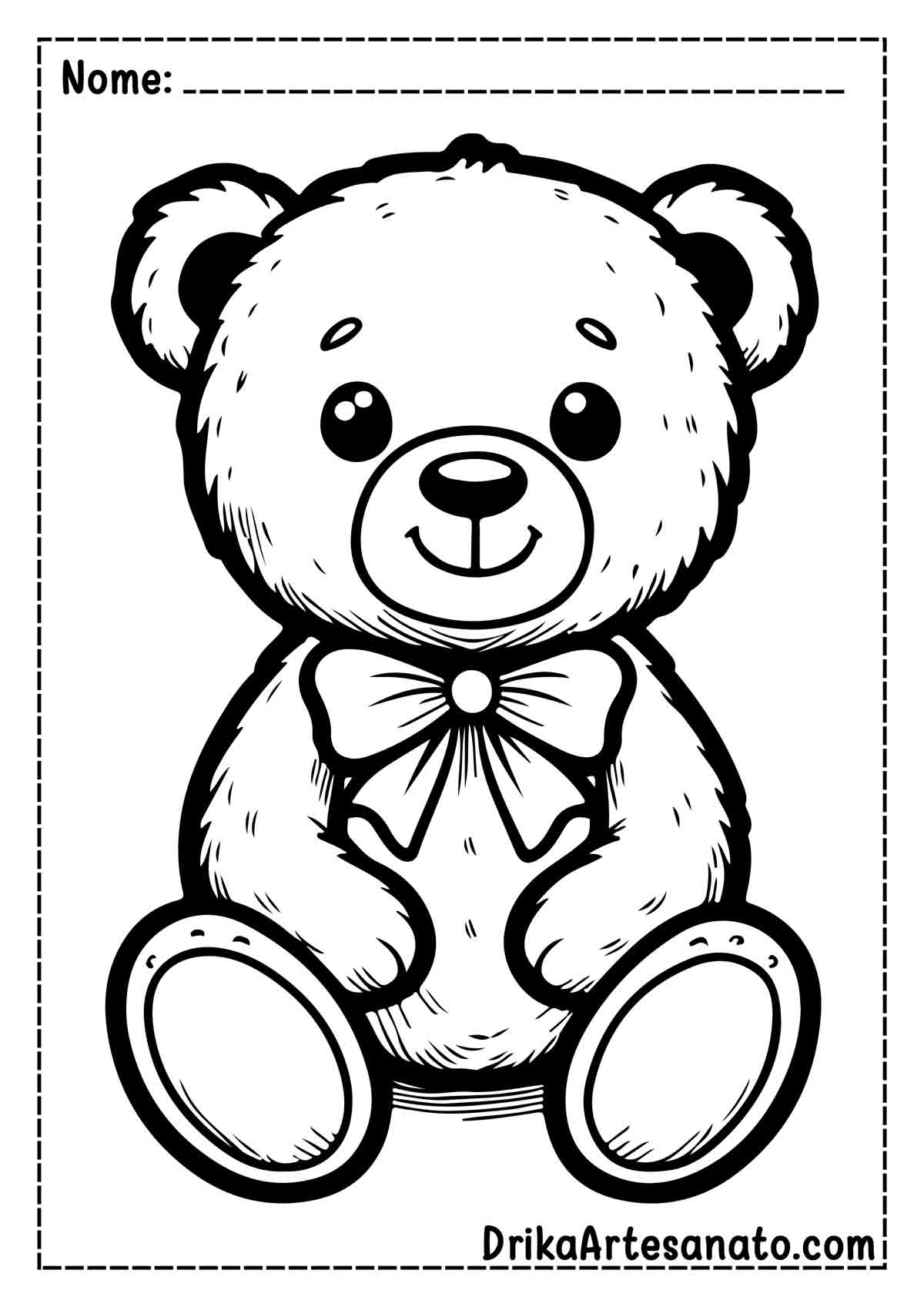 Desenho de Urso de Pelúcia para Pintar