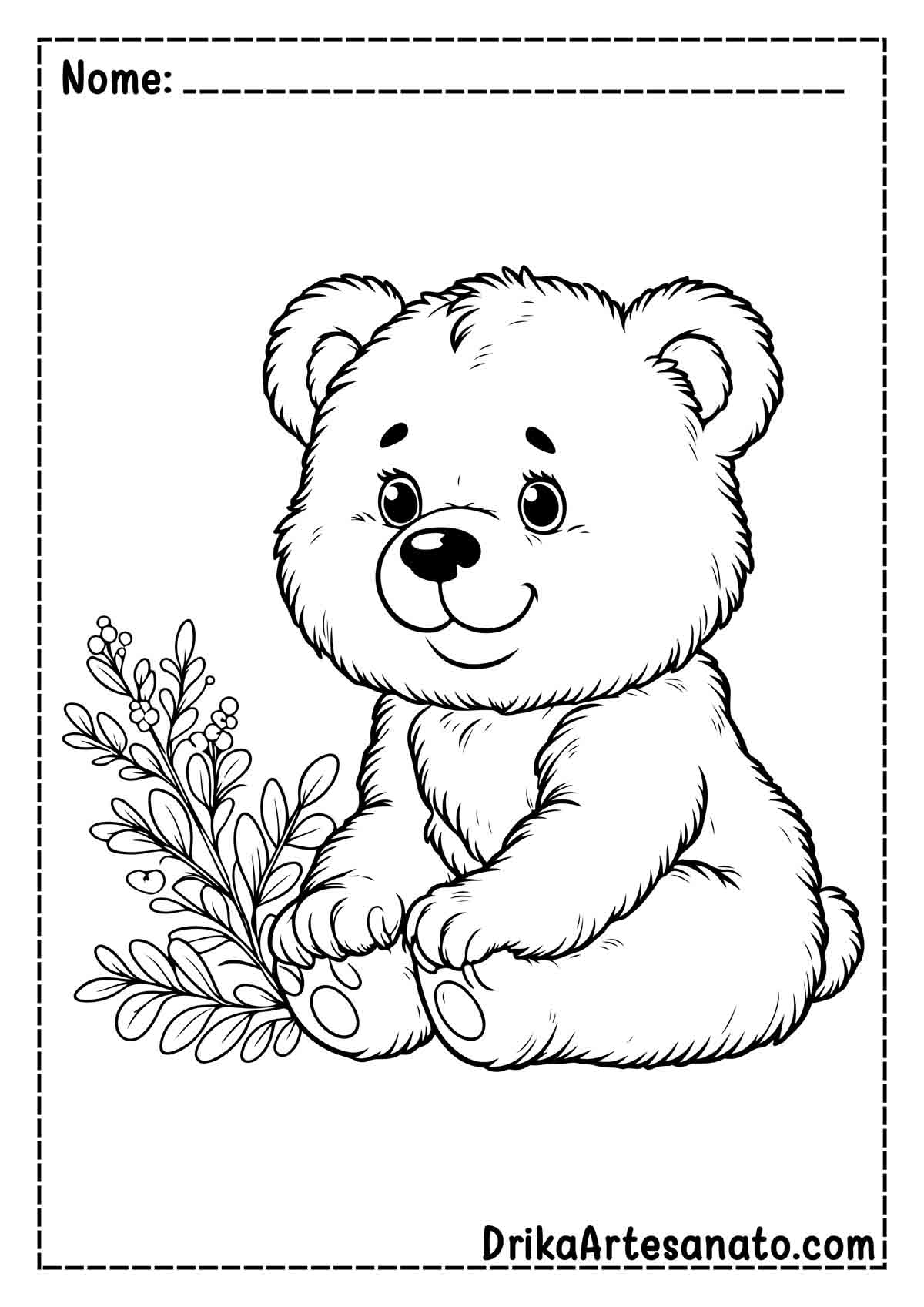 Desenho de Urso Fofo para Colorir