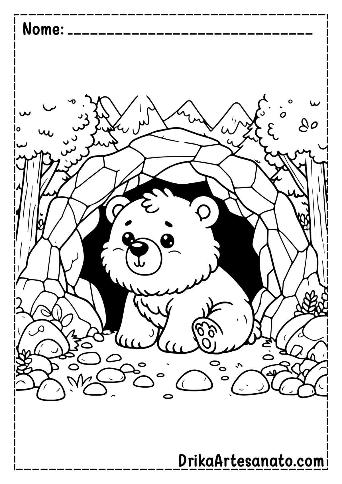 Desenho de Urso Fofo para Pintar
