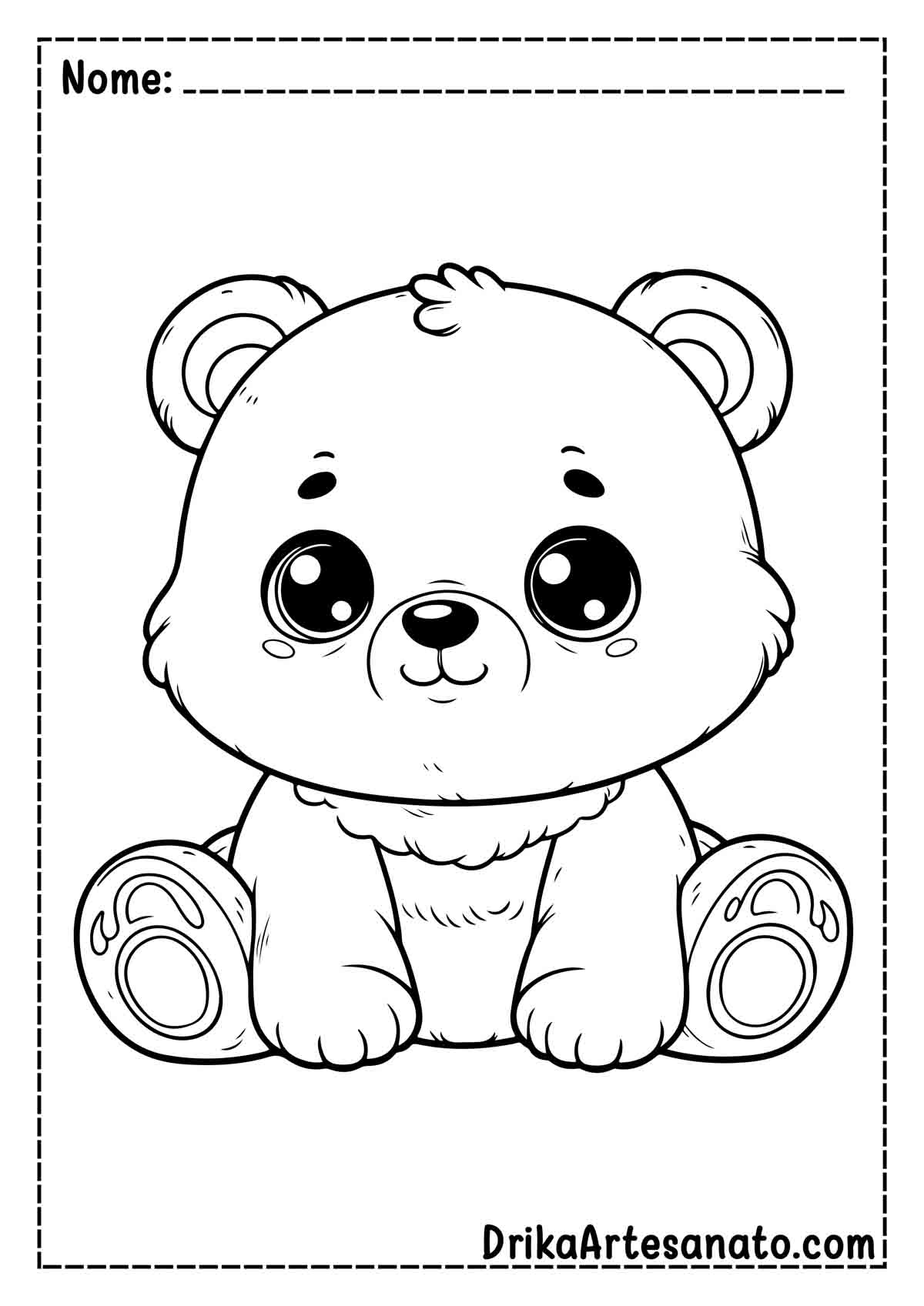 Desenho de Urso Fofo para Colorir e Imprimir