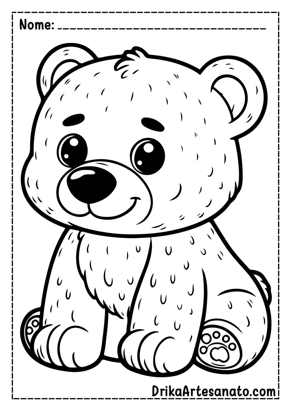 Desenho de Urso Fofo para Imprimir