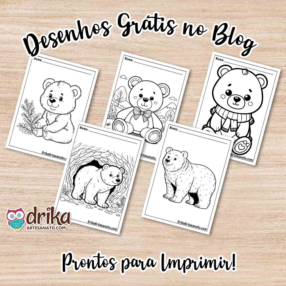 Desenhos de Urso para Colorir Grátis em PDF