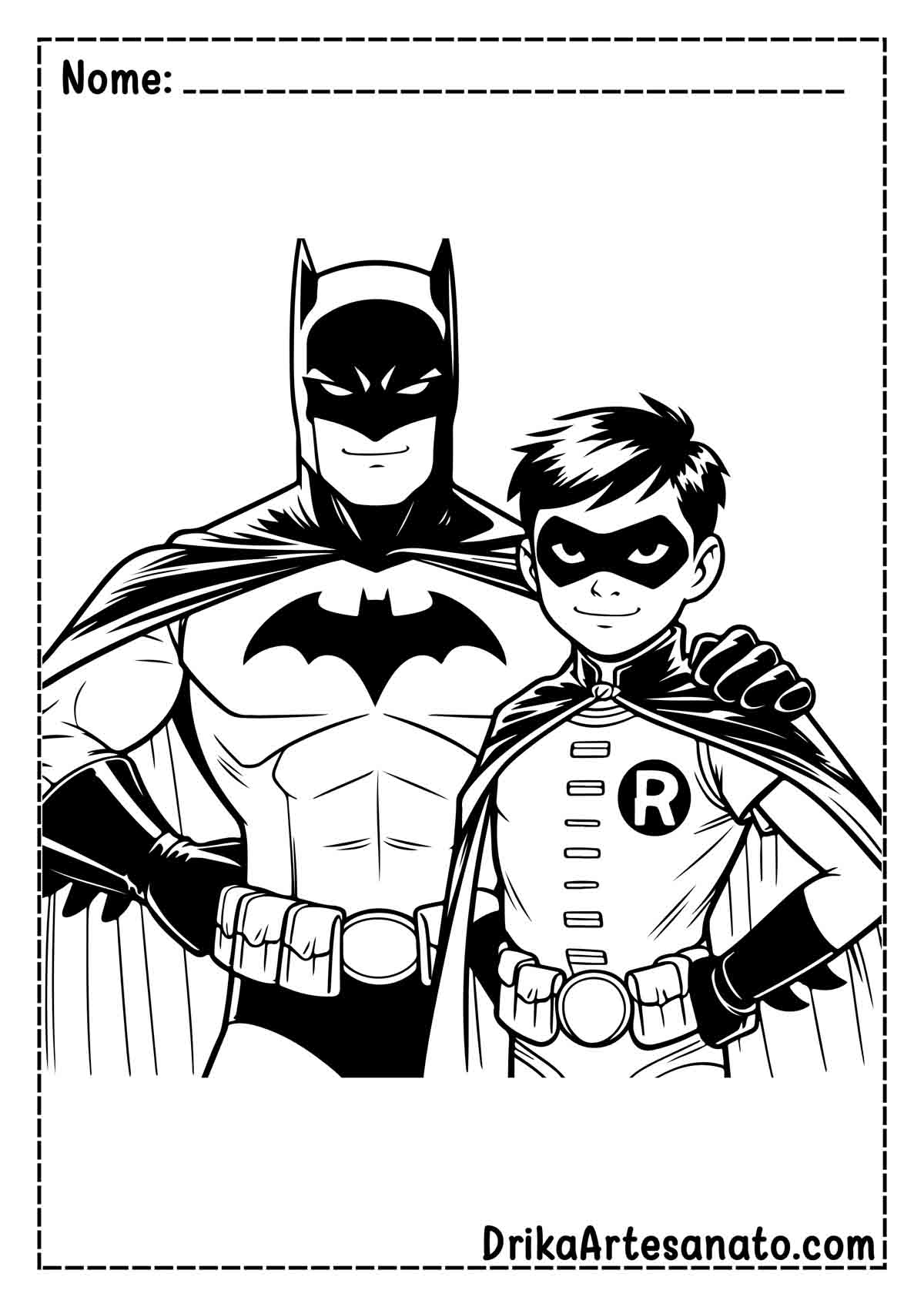 Desenho do Batman e Robin para Pintar