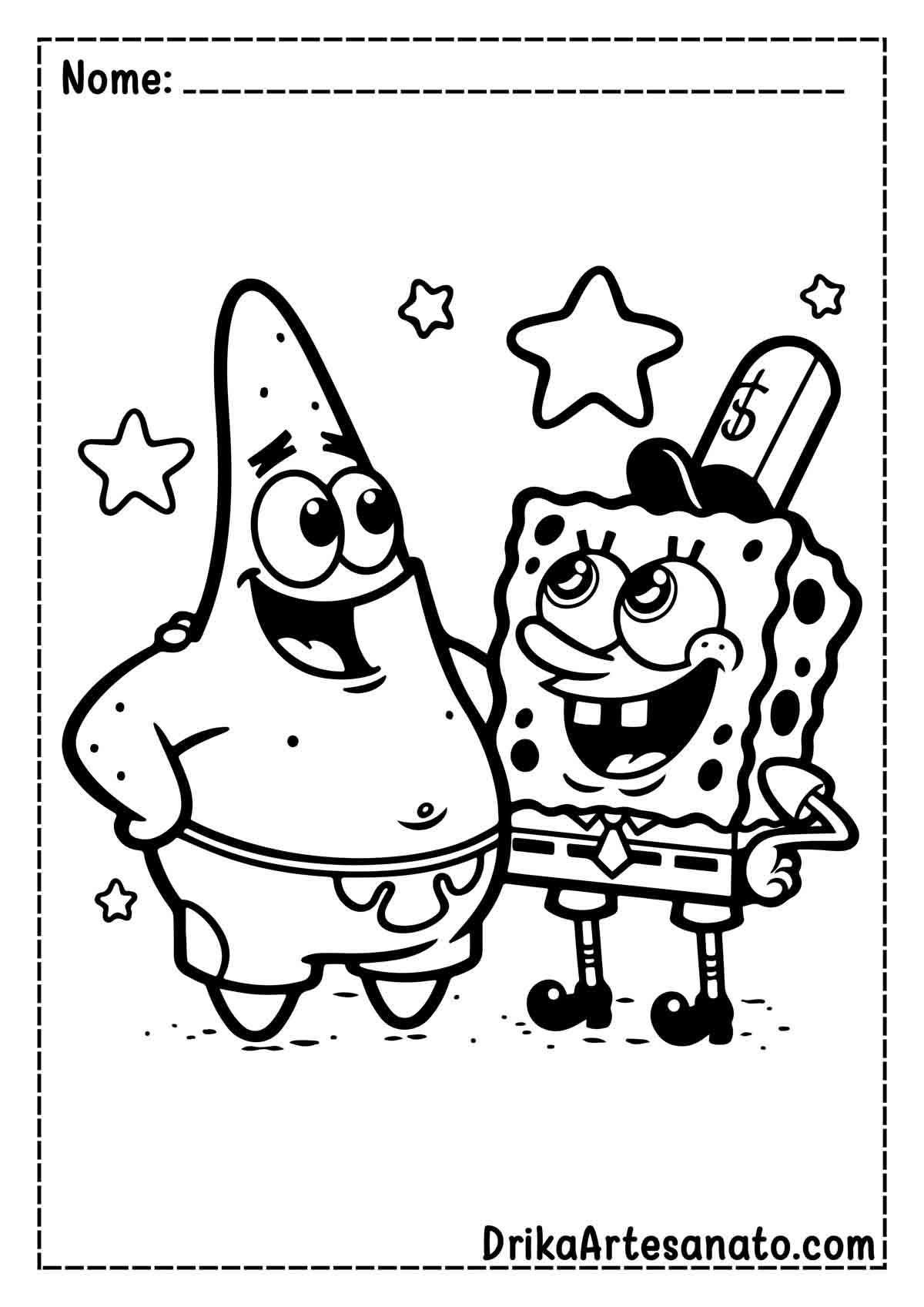 Desenho do Patrick e Bob Esponja para Imprimir