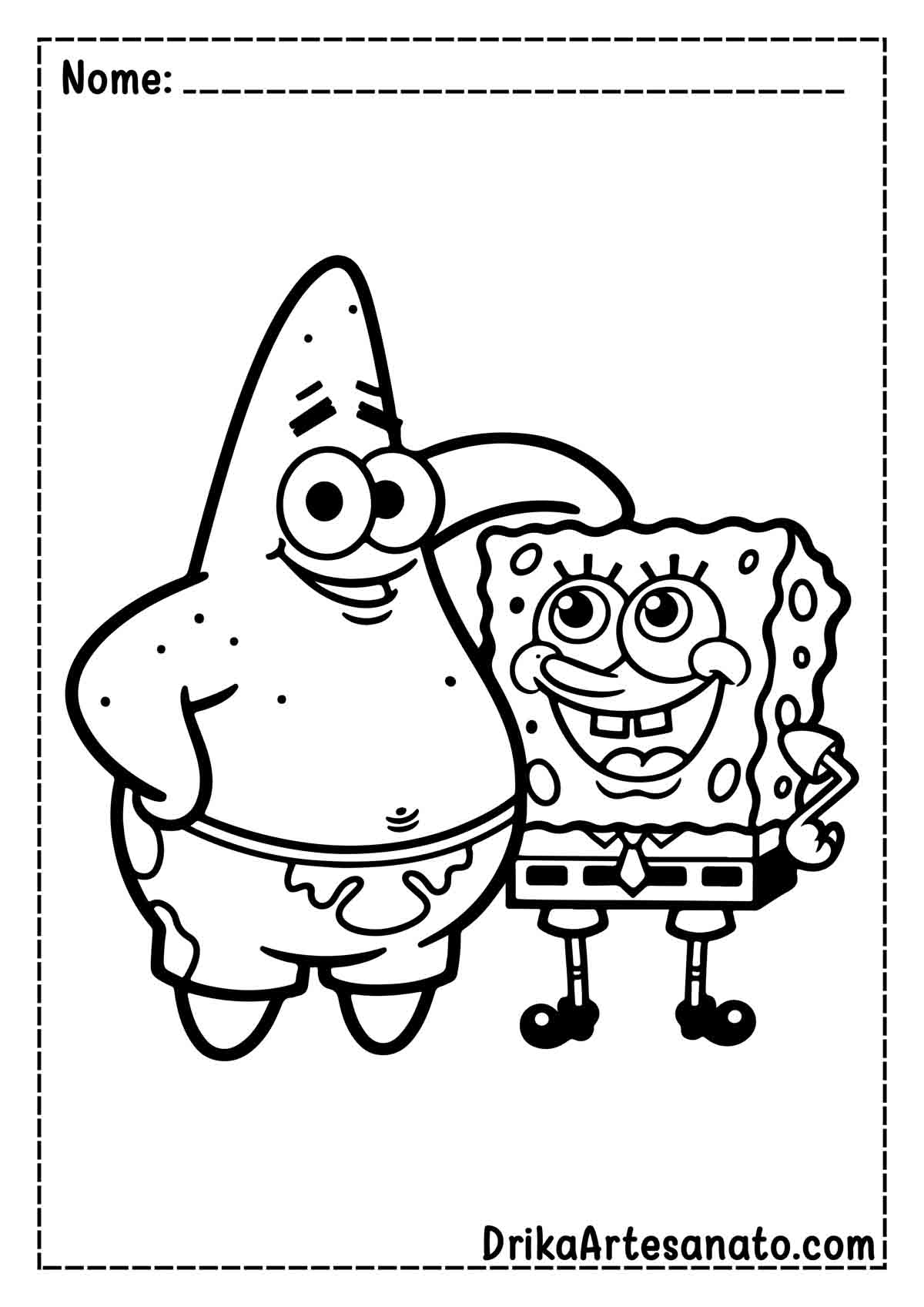 Desenho do Patrick e Bob Esponja para Pintar