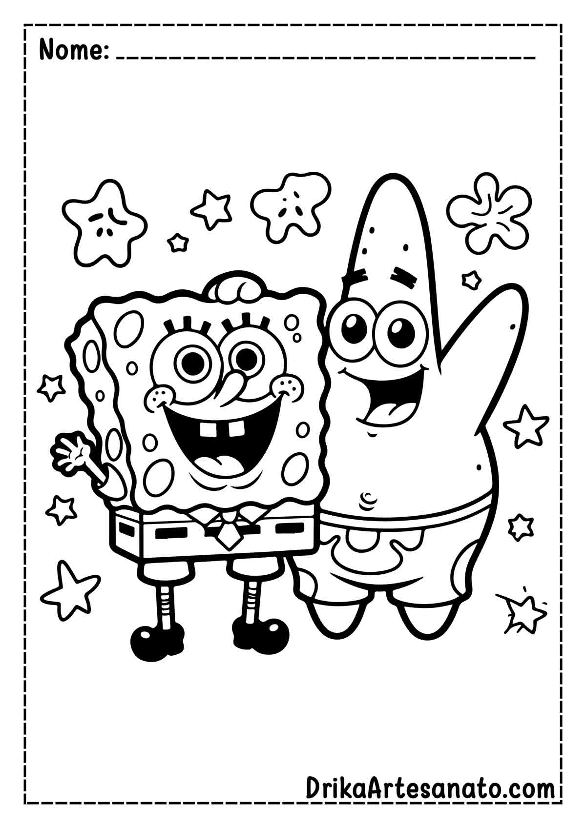 Desenho do Patrick e Bob Esponja para Colorir e Imprimir