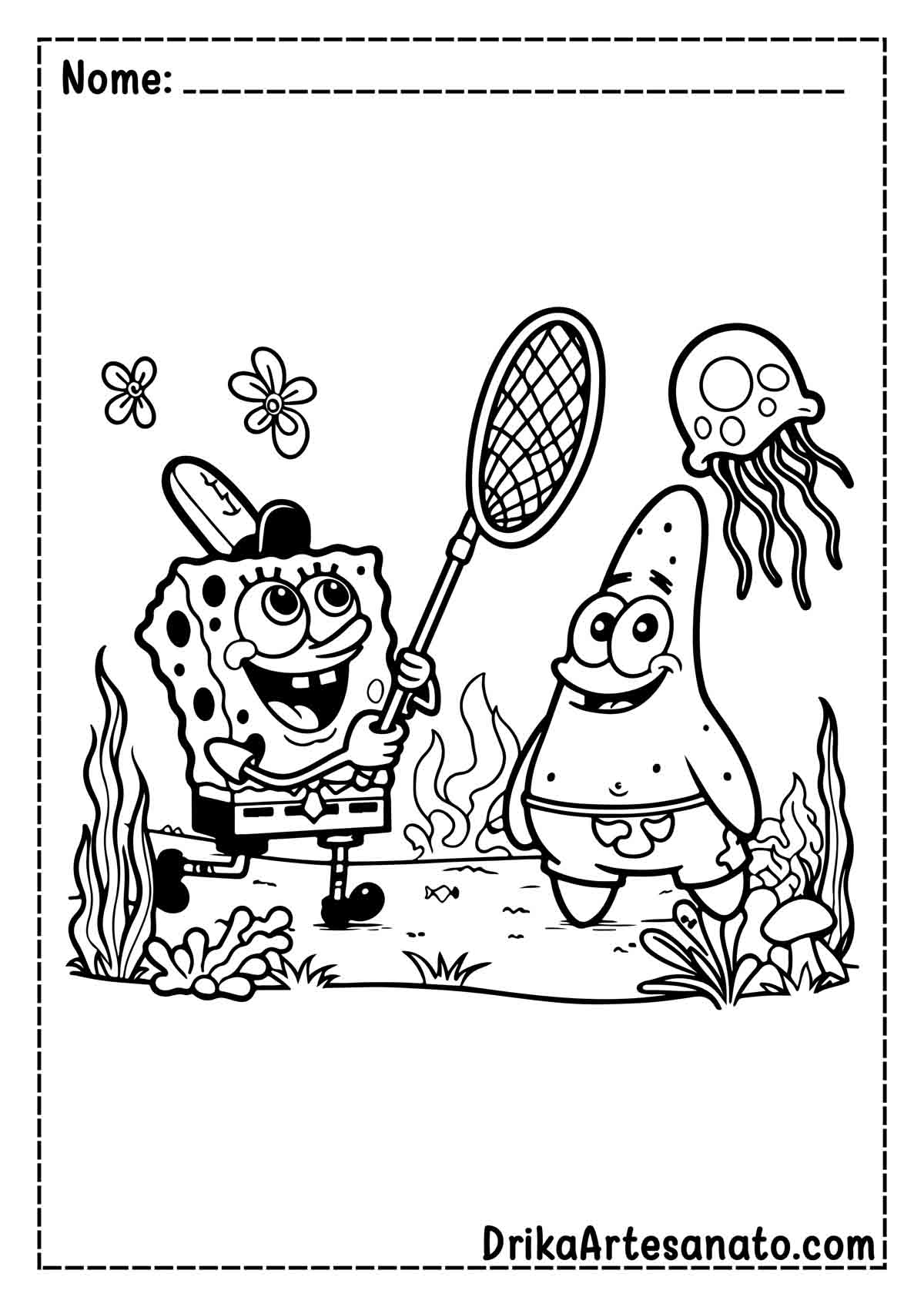 Desenho do Bob Esponja e Patrick para Imprimir