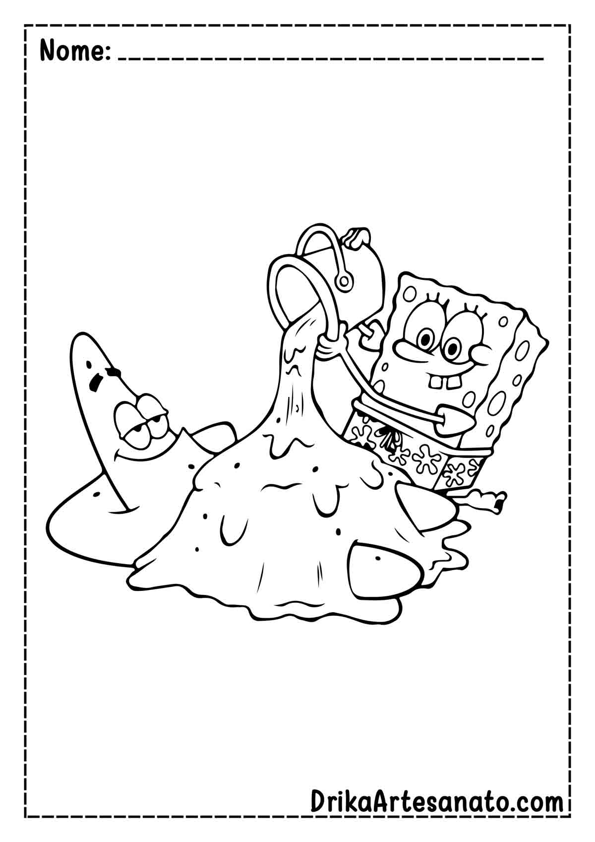 Desenho do Patrick e do Bob Esponja para Pintar