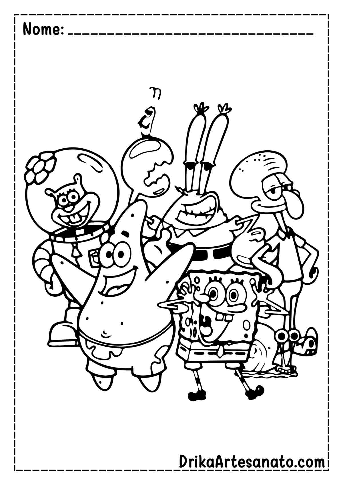 Desenho do Bob Esponja para Imprimir e Pintar