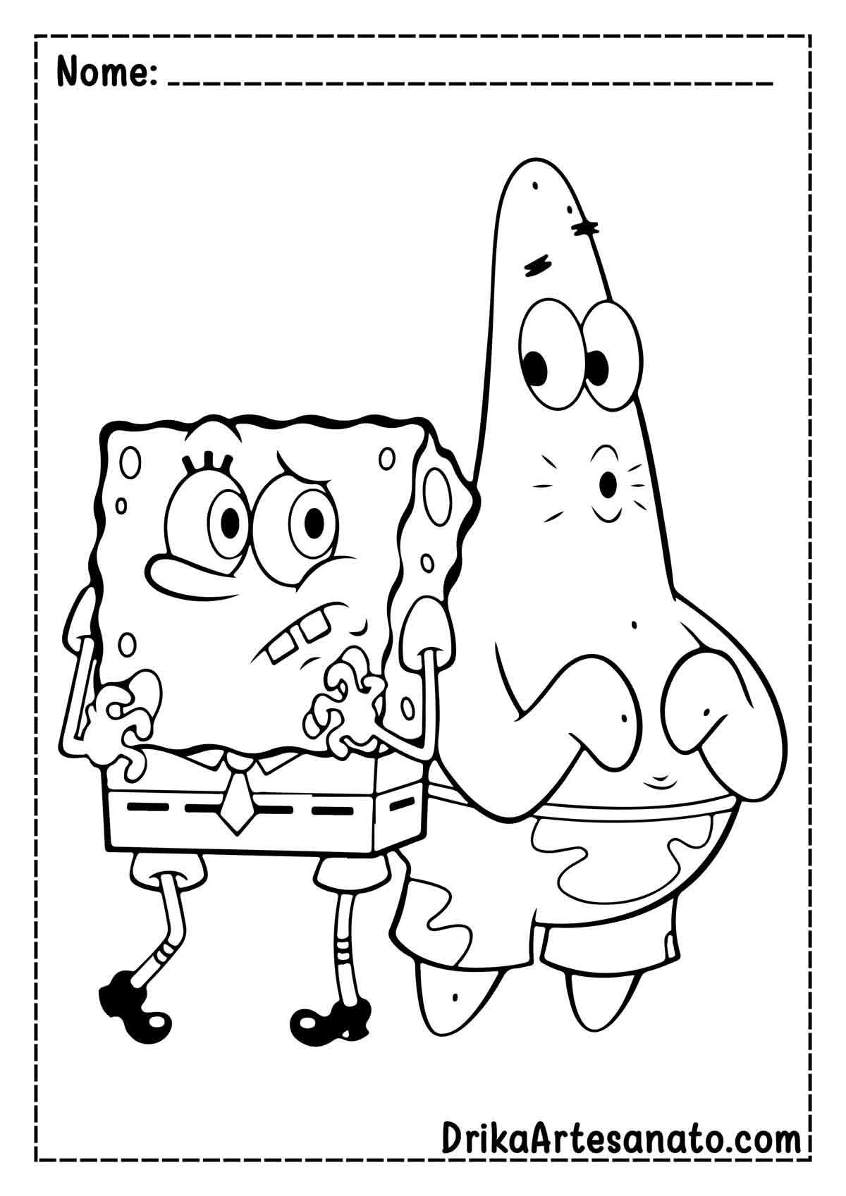 Desenho do Bob Esponja e Patrick Fácil para Colorir