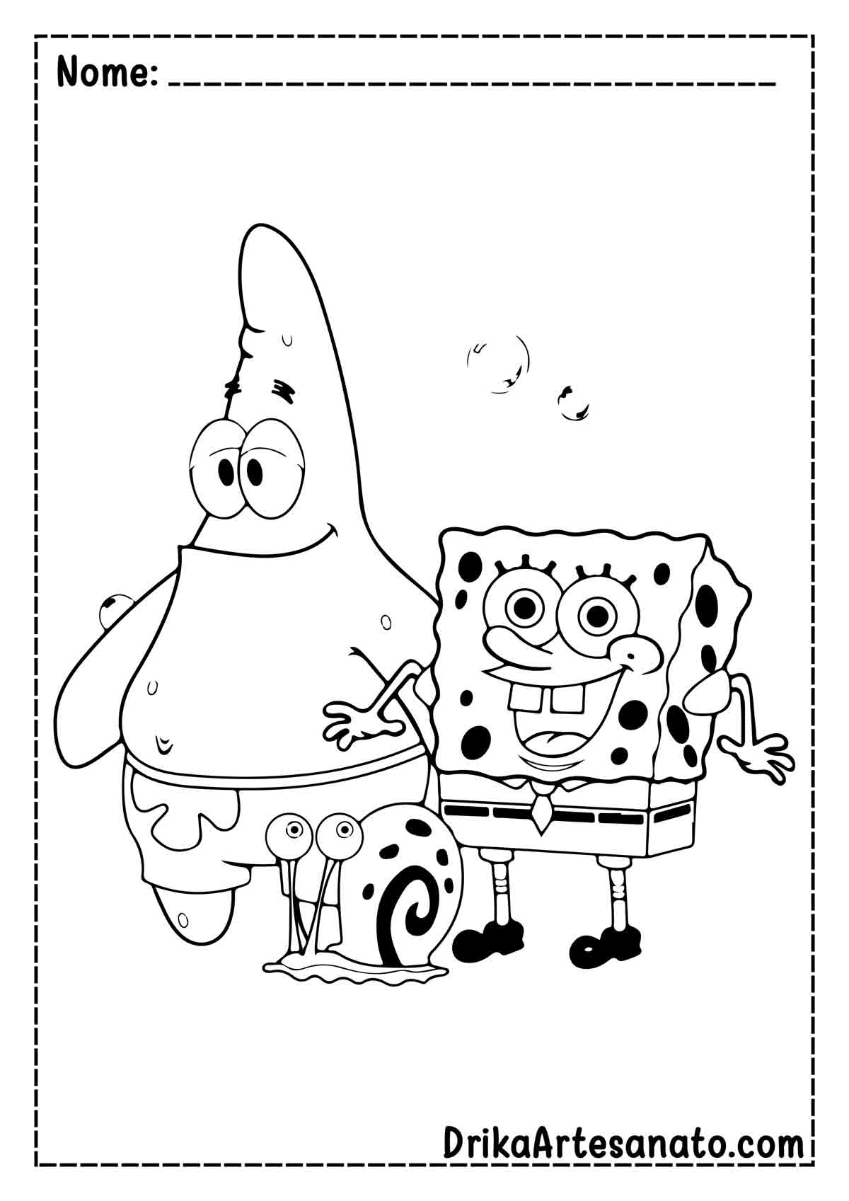 Desenho do Bob Esponja e Patrick para Imprimir