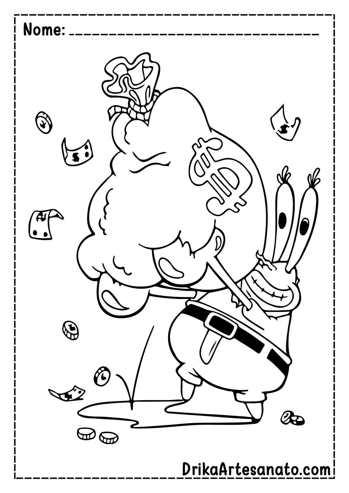 Desenho do Sr. Sirigueijo de Bob Esponja para Colorir