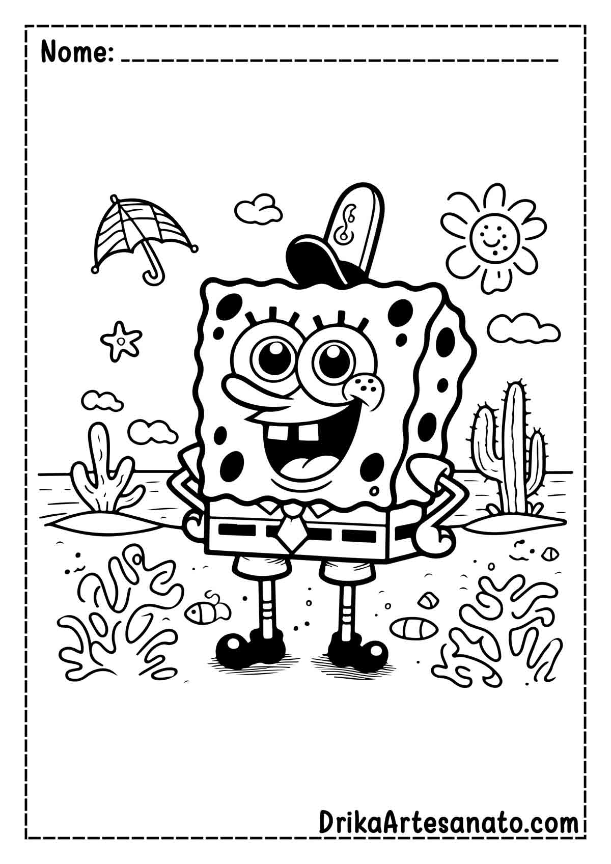 Desenho do Bob Esponja para Pintar e Imprimir