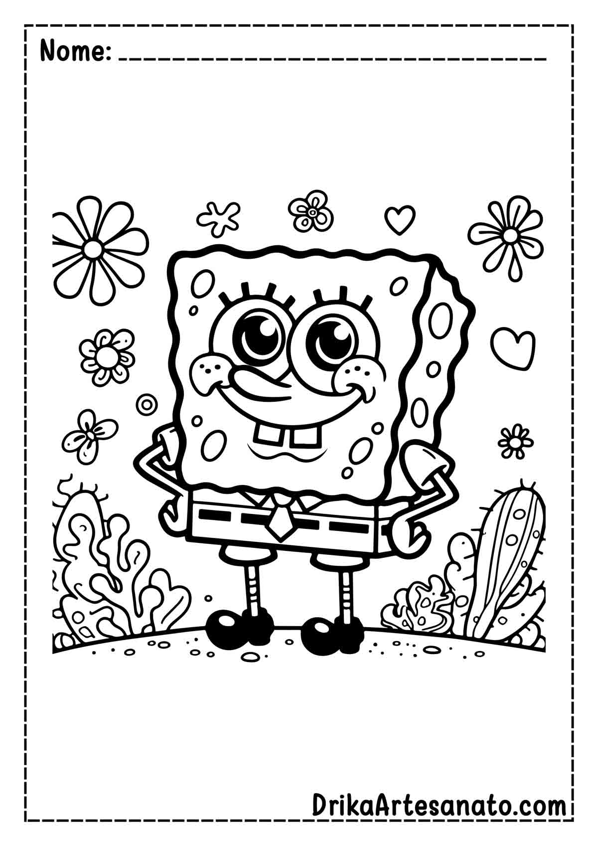 Desenho do Bob Esponja Fácil para Colorir