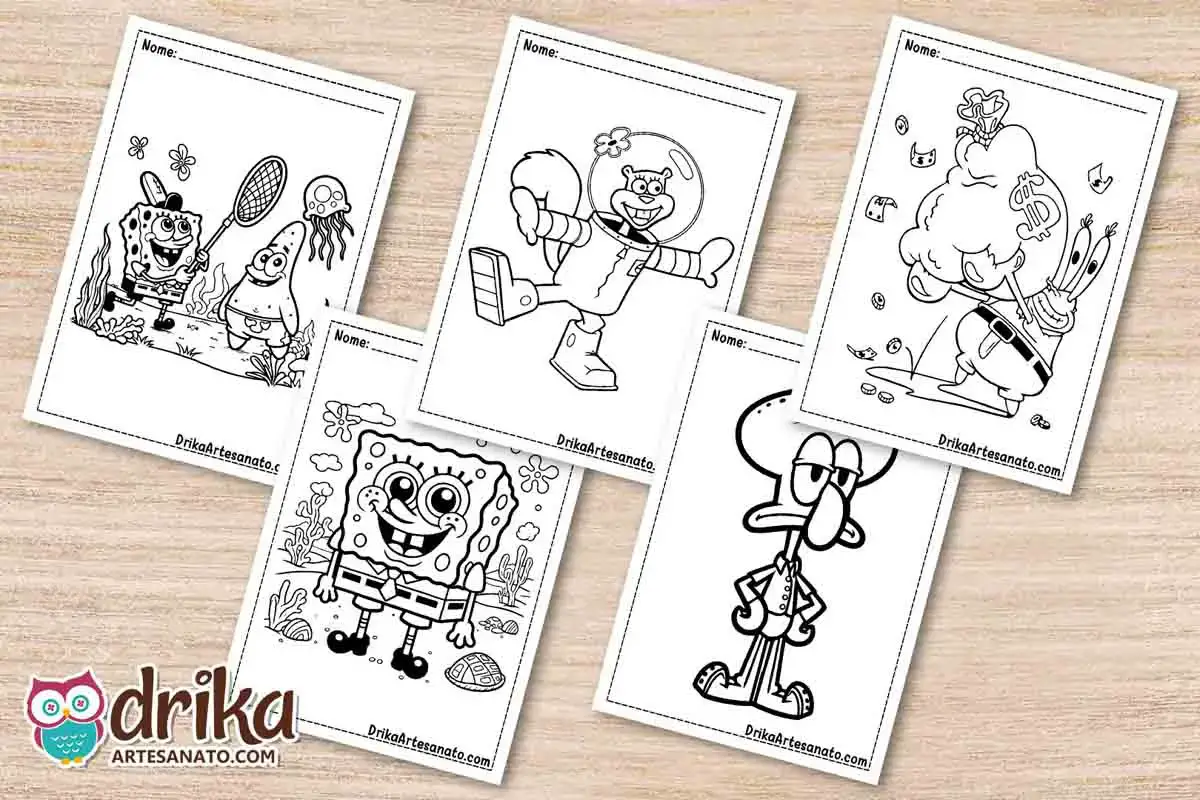 50 Desenhos do Bob Esponja para Colorir Grátis em PDF