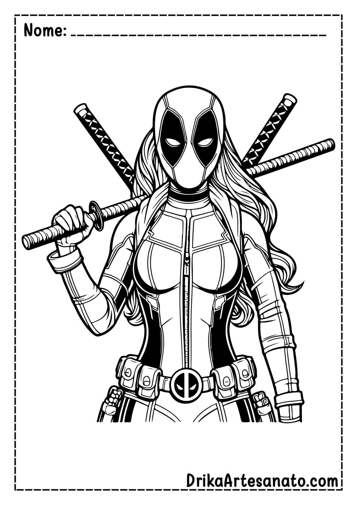 Desenho do Deadpool Mulher para Imprimir