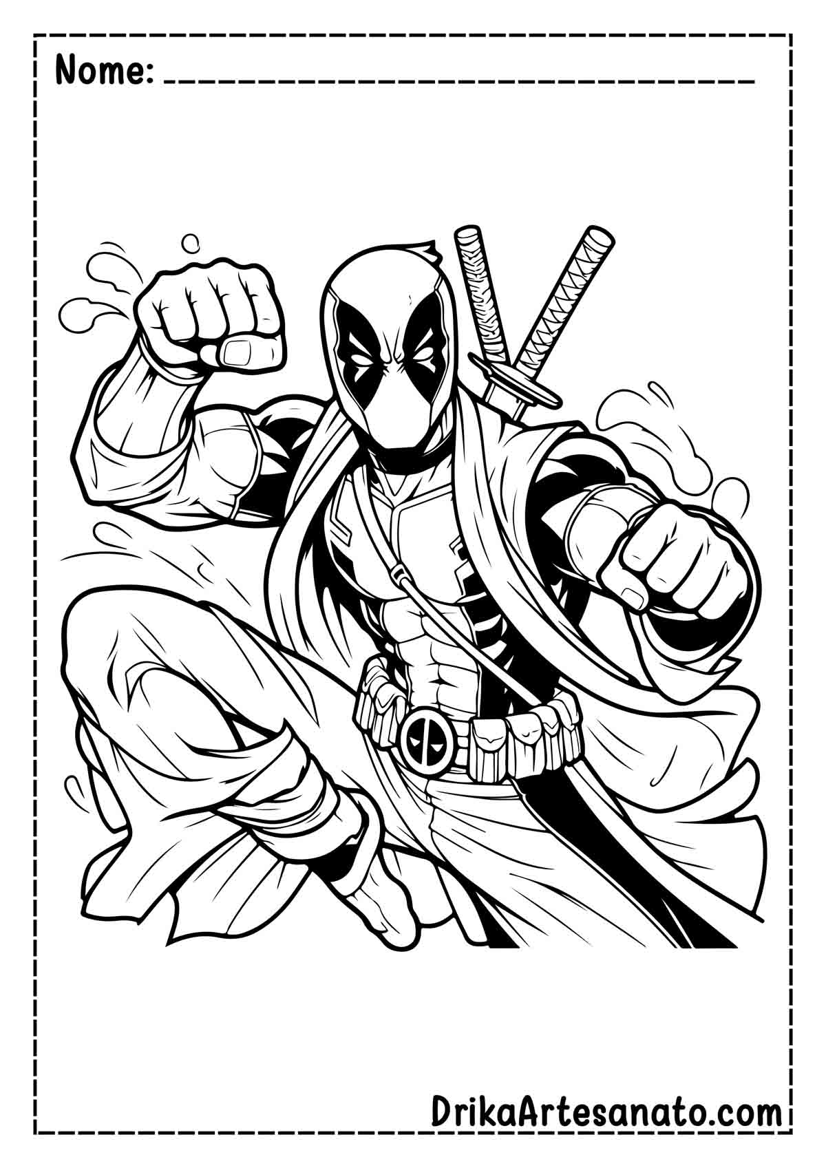 Desenho do Deadpool para Colorir e Imprimir 