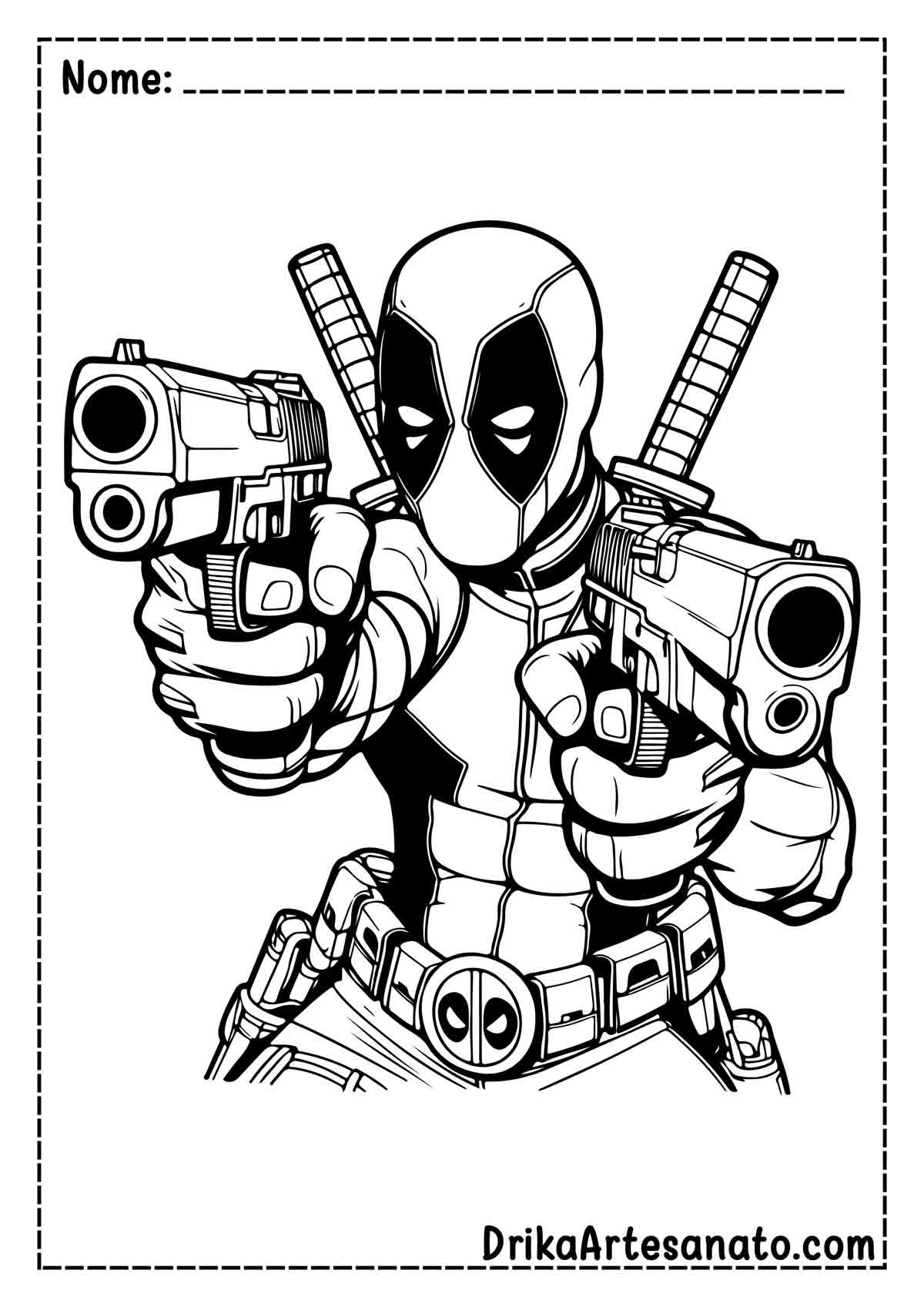 Desenho do Deadpool para Imprimir e Colorir