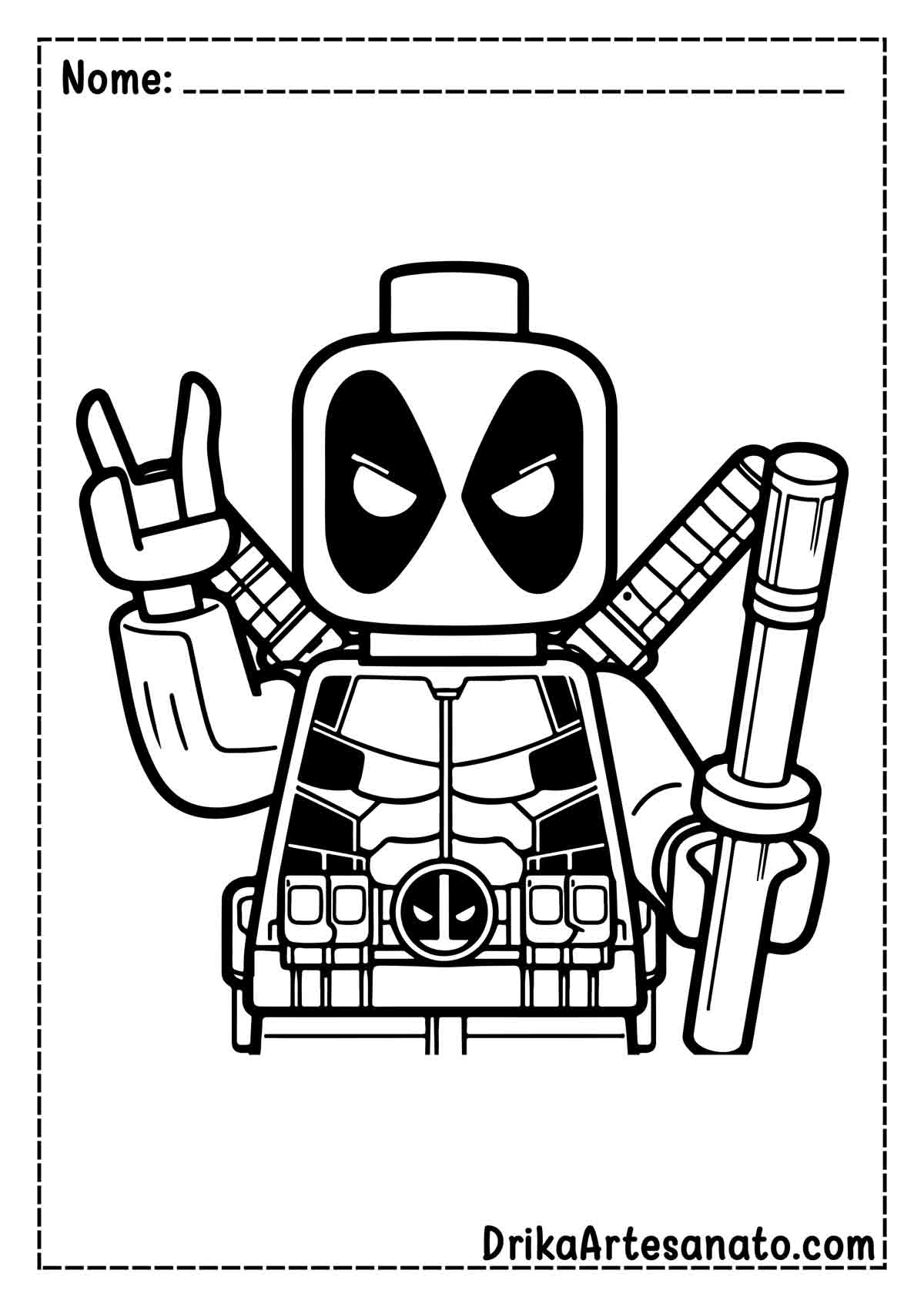 Desenho do Deadpool de Lego para Pintar