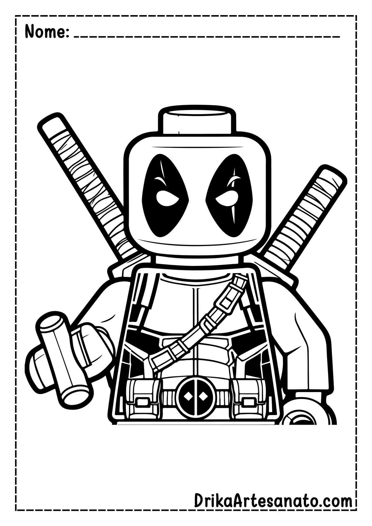 Desenho do Deadpool de Lego para Colorir e Imprimir