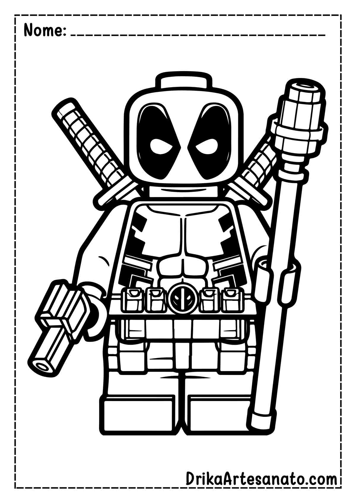 Desenho do Deadpool de Lego para Imprimir e Colorir