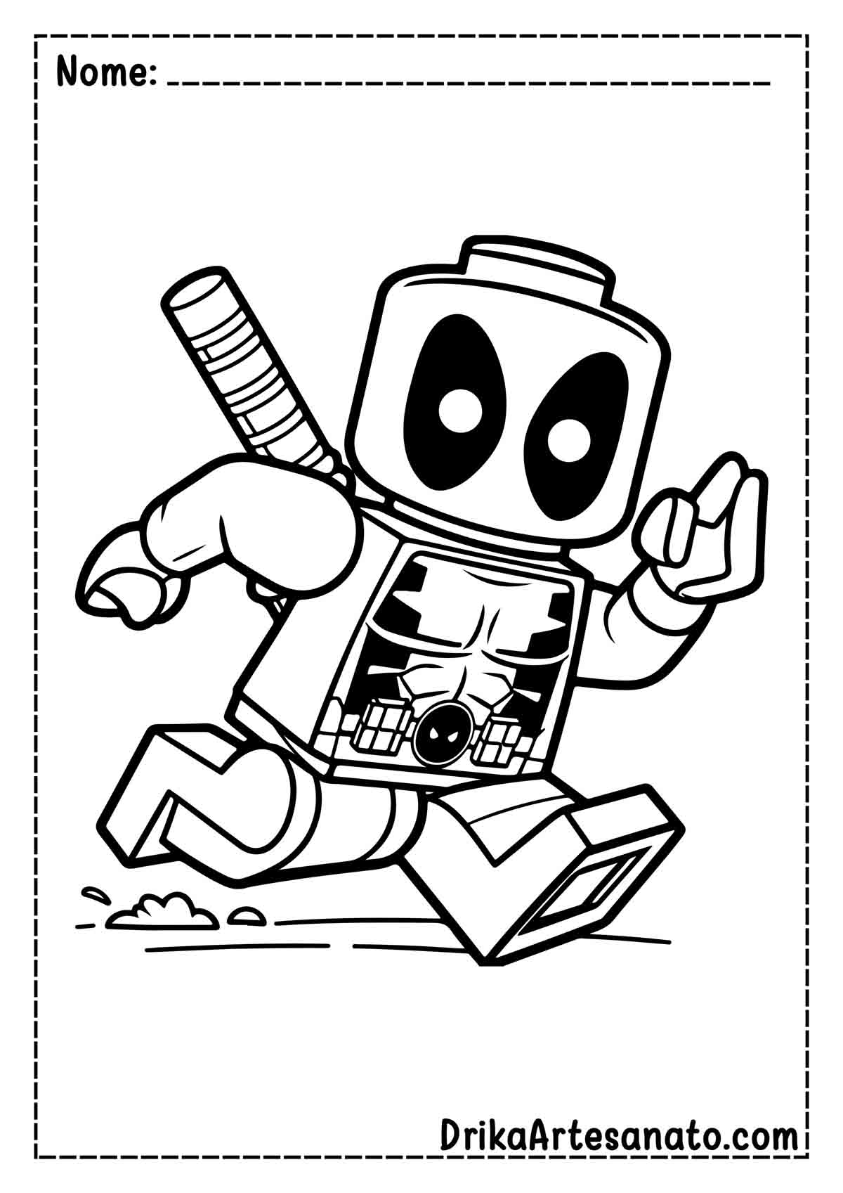 Desenho do Deadpool de Lego para Pintar e Imprimir