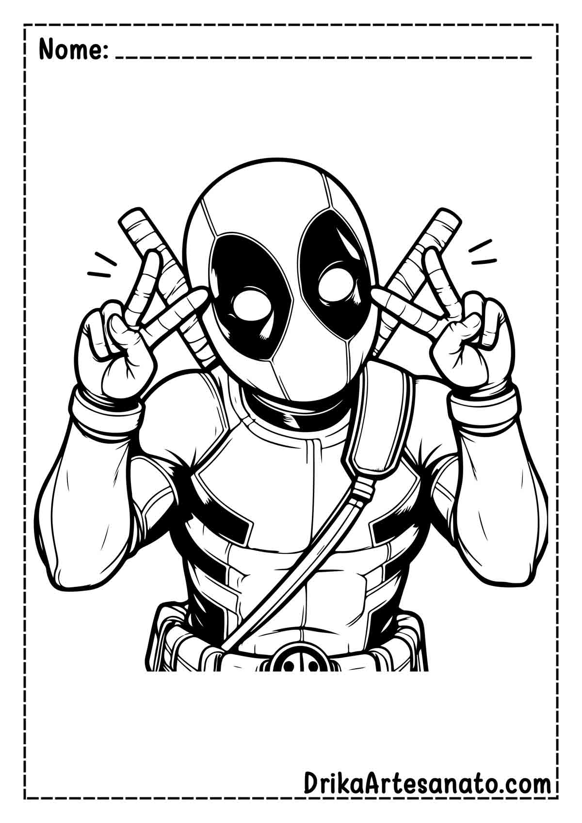 Desenho do Deadpool para Imprimir e Colorir