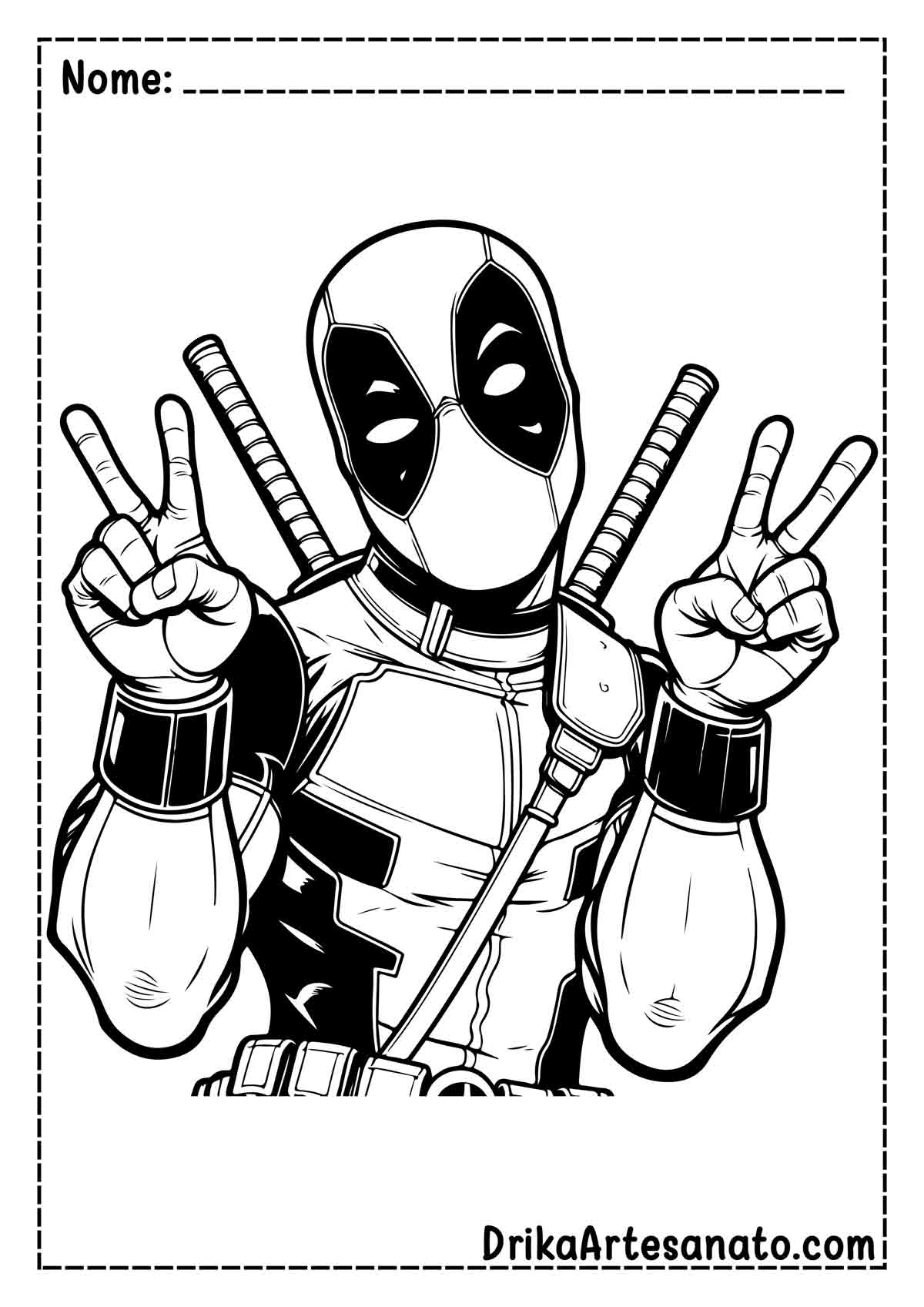 Desenho do Deadpool para Pintar e Imprimir