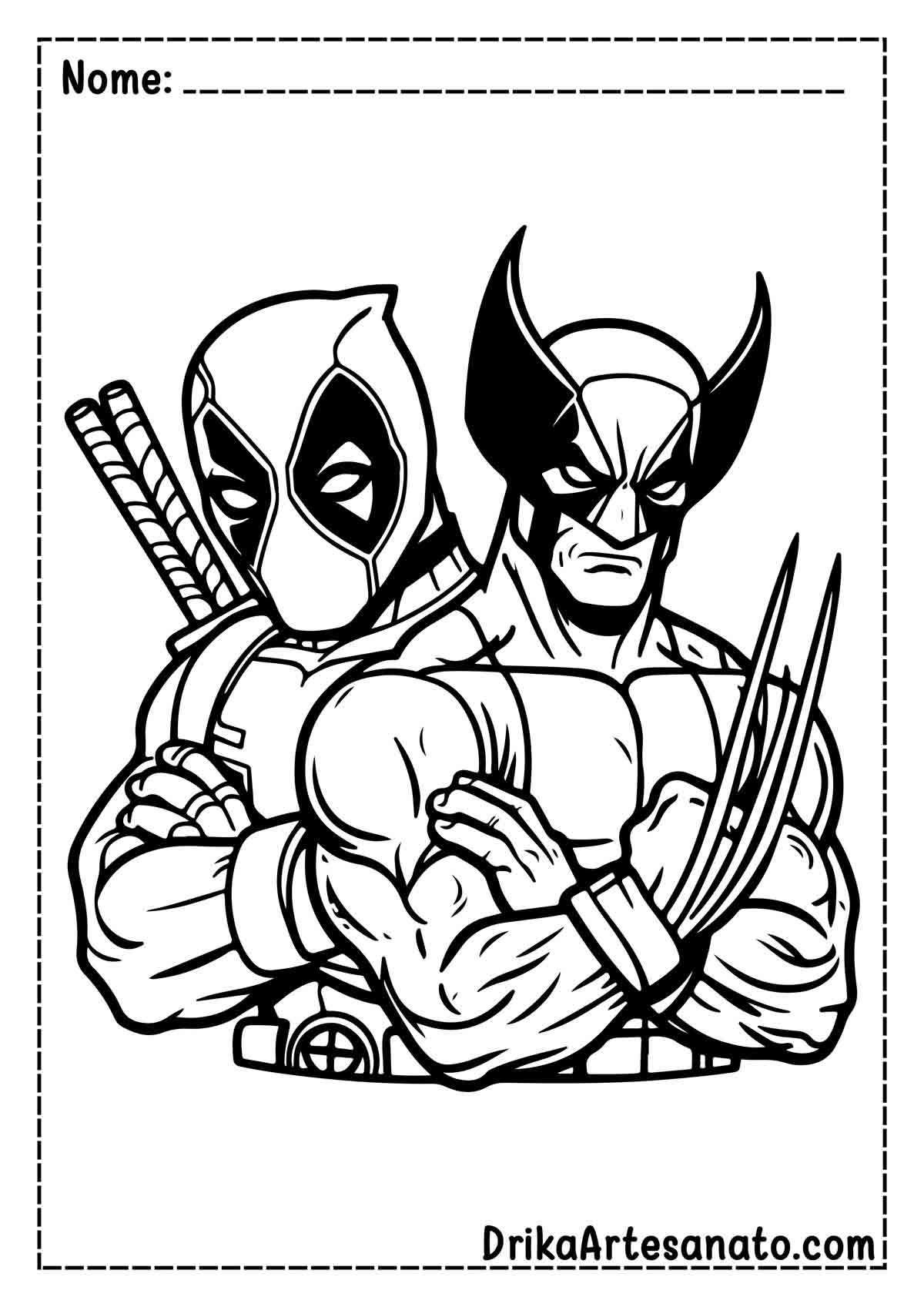 Desenho do Deadpool e Wolverine para Imprimir