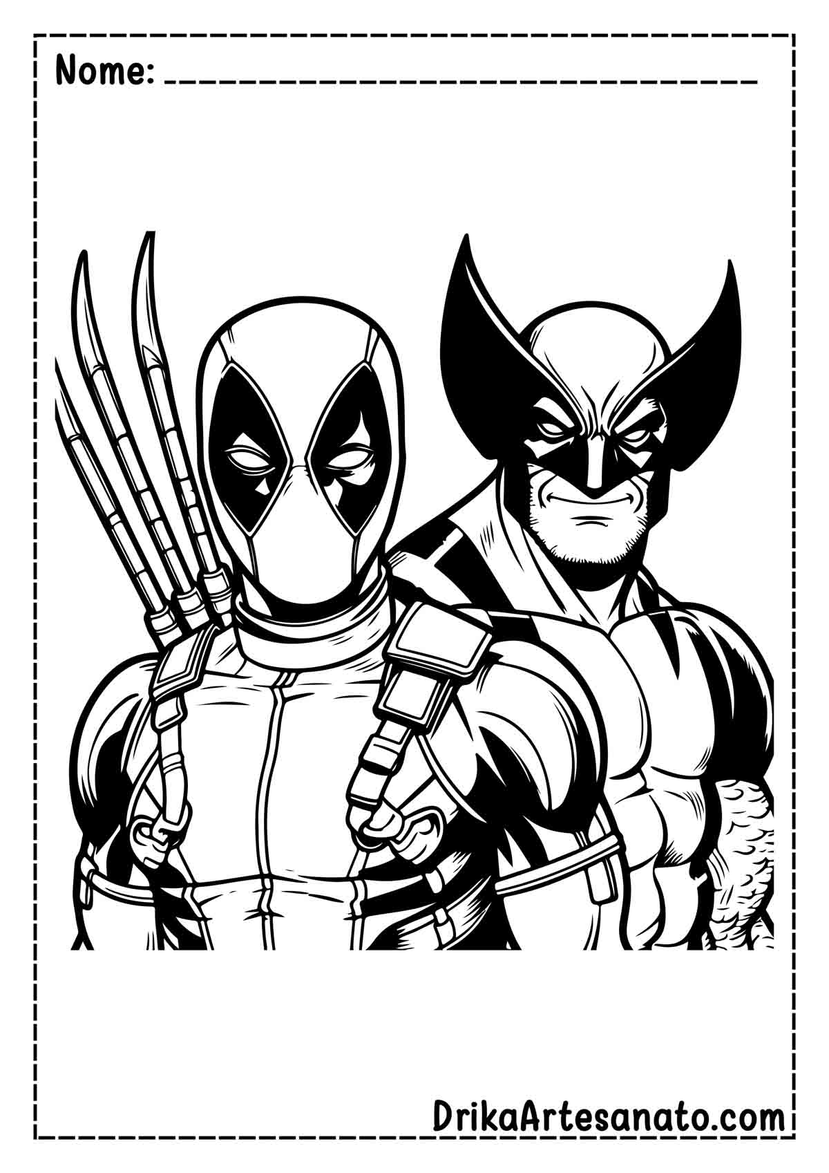 Desenho do Deadpool com Wolverine para Colorir