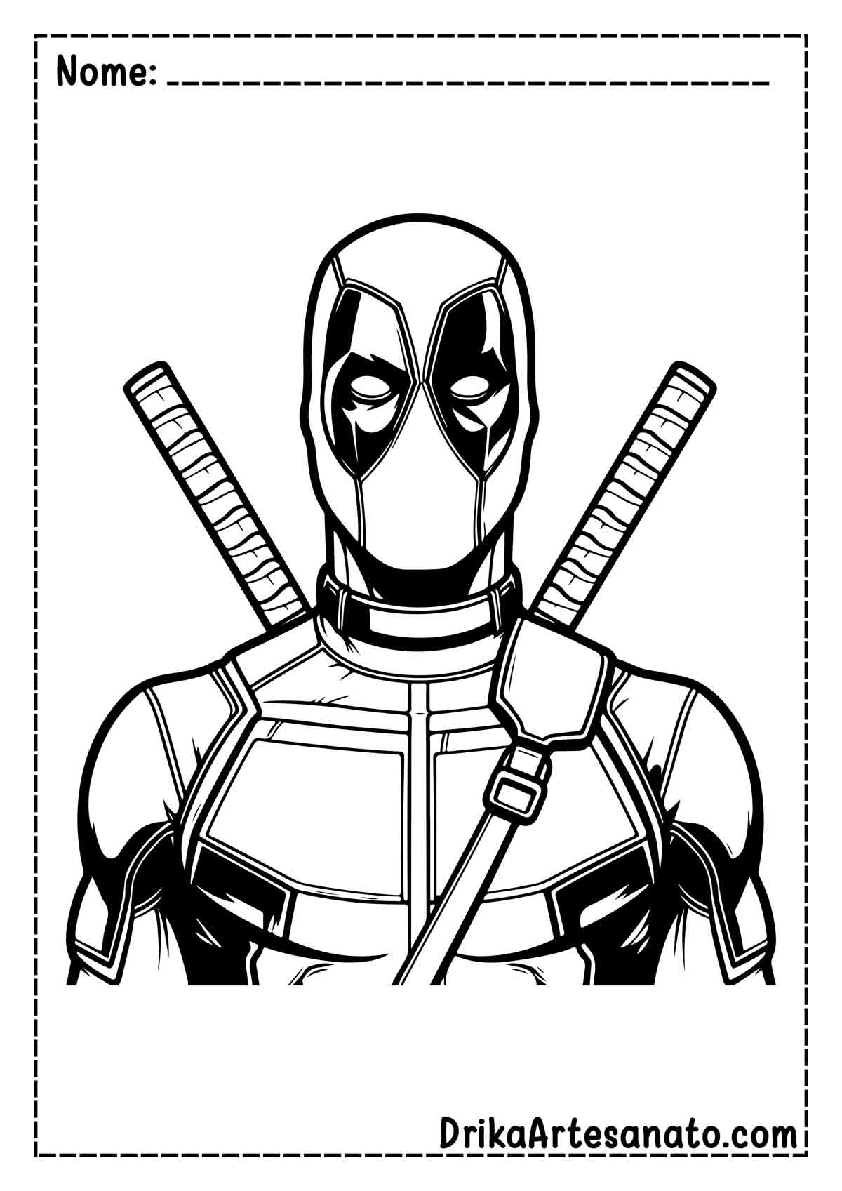 Desenho do Deadpool para Pintar e Imprimir