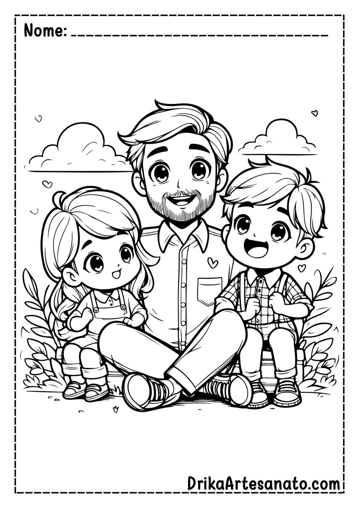 Desenho de Pai e Filhos para Imprimir