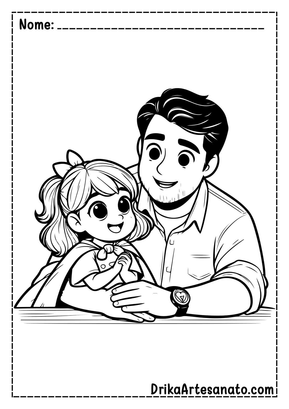 Desenho de Pai e Filha para Colorir
