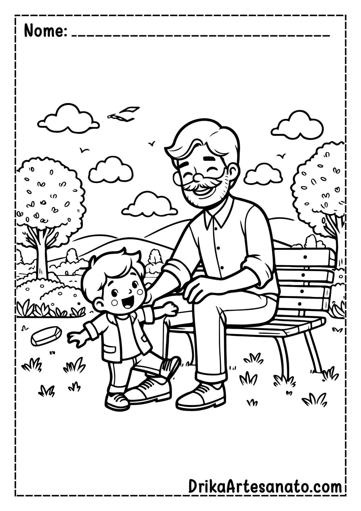 Desenho de Pai e Filho para Colorir