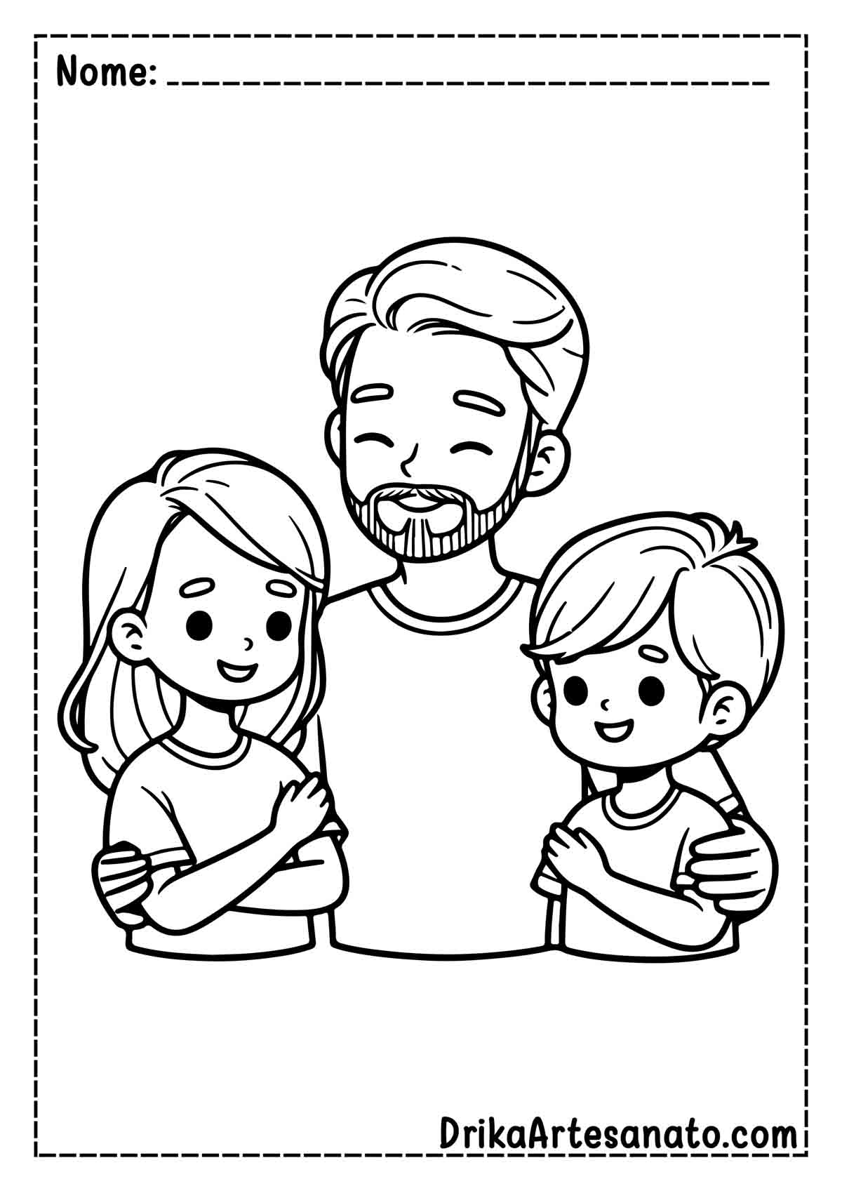Desenho de Dia dos Pais Simples para Imprimir e Colorir