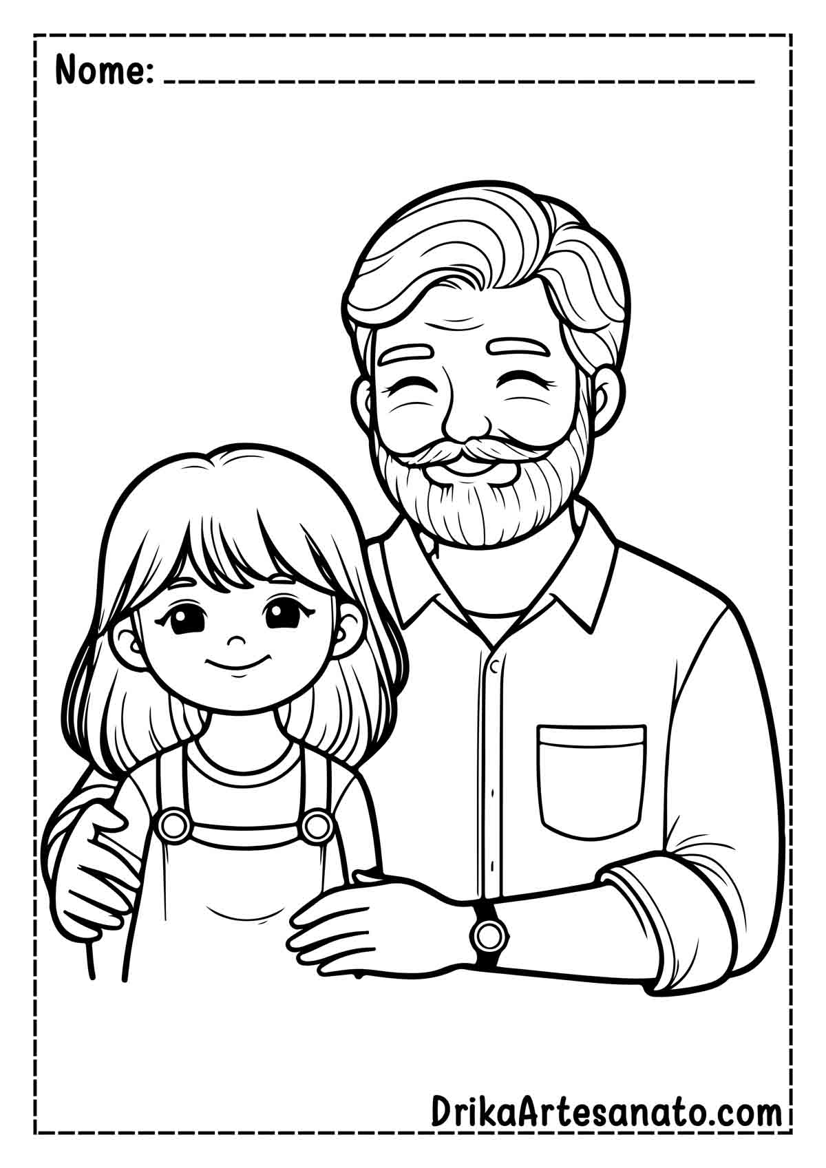 Desenho do Pai e Filha para Colorir