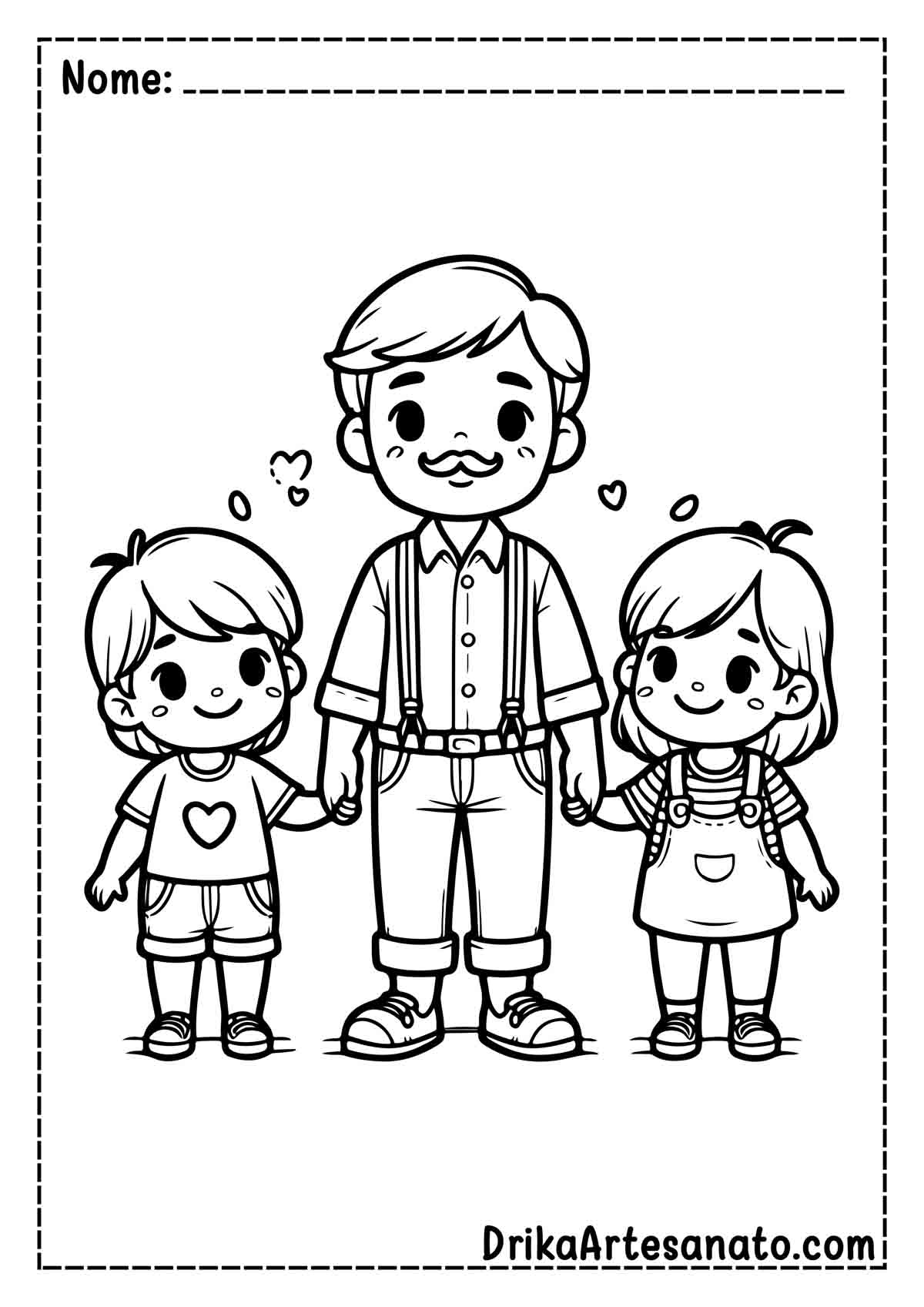 Desenho de Pai e Filhos para Imprimir