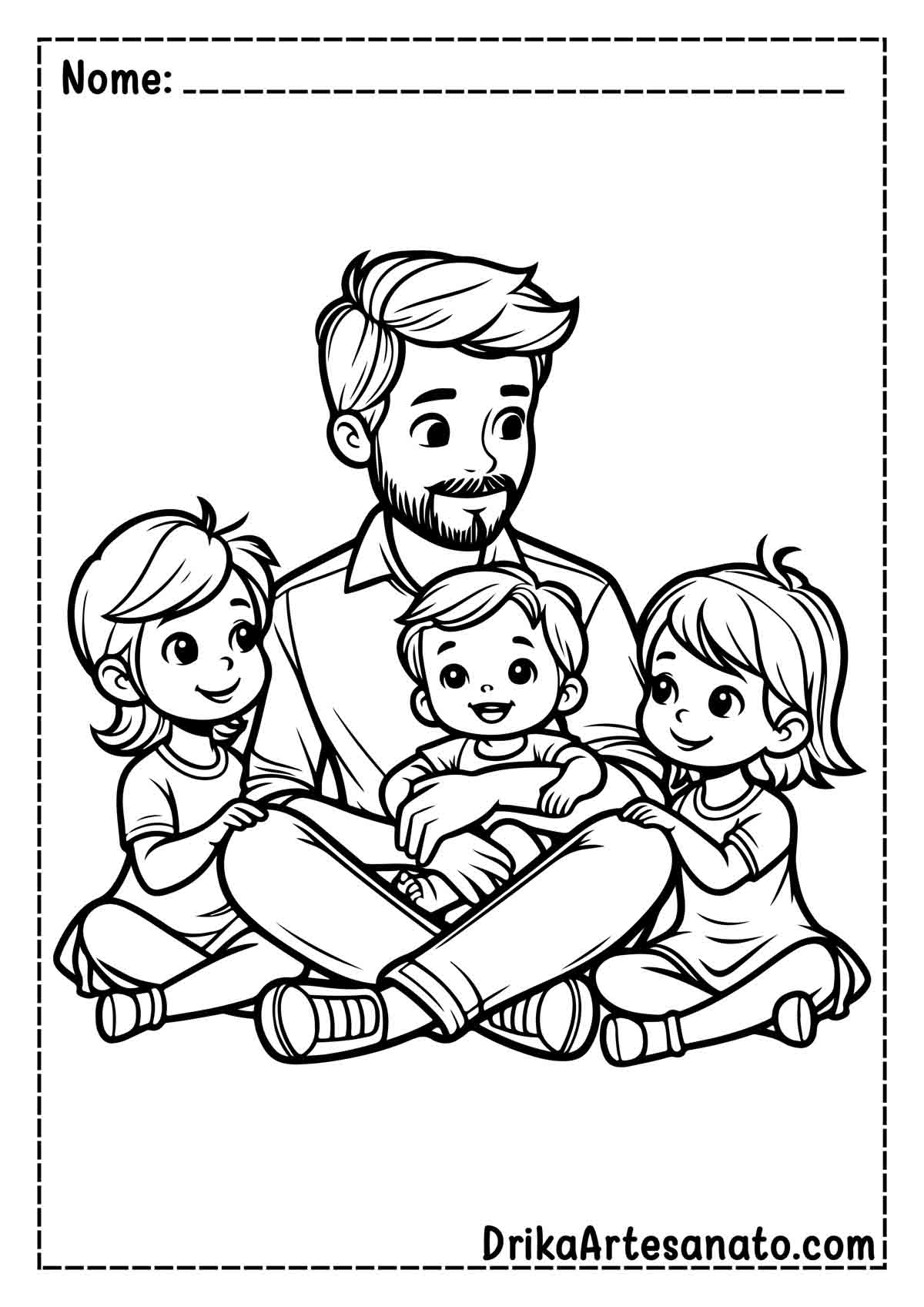 Desenho de Pai e Filhos para Colorir