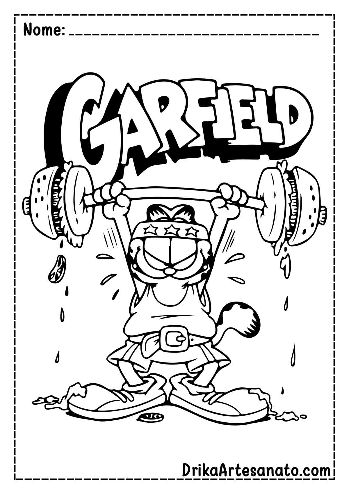 Desenho do Garfield Fácil para Colorir