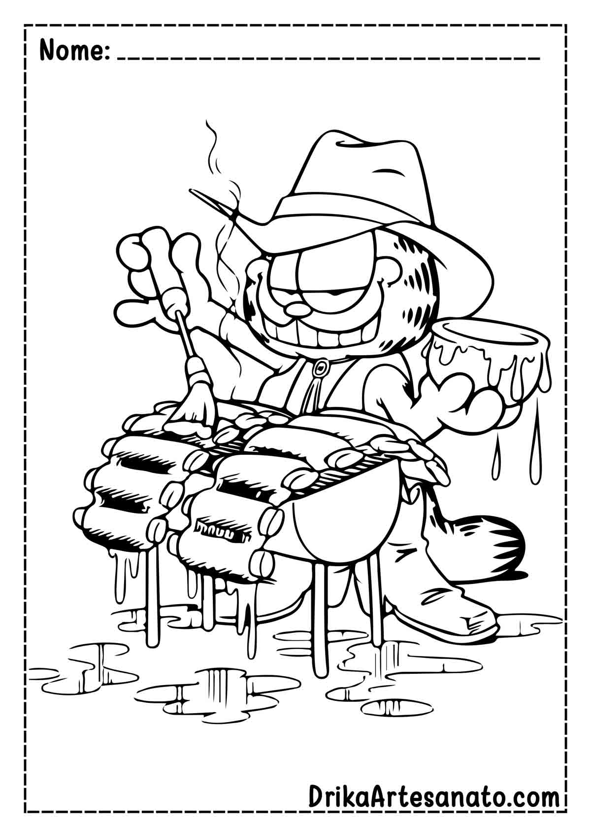 Desenho do Garfield para Imprimir e Colorir